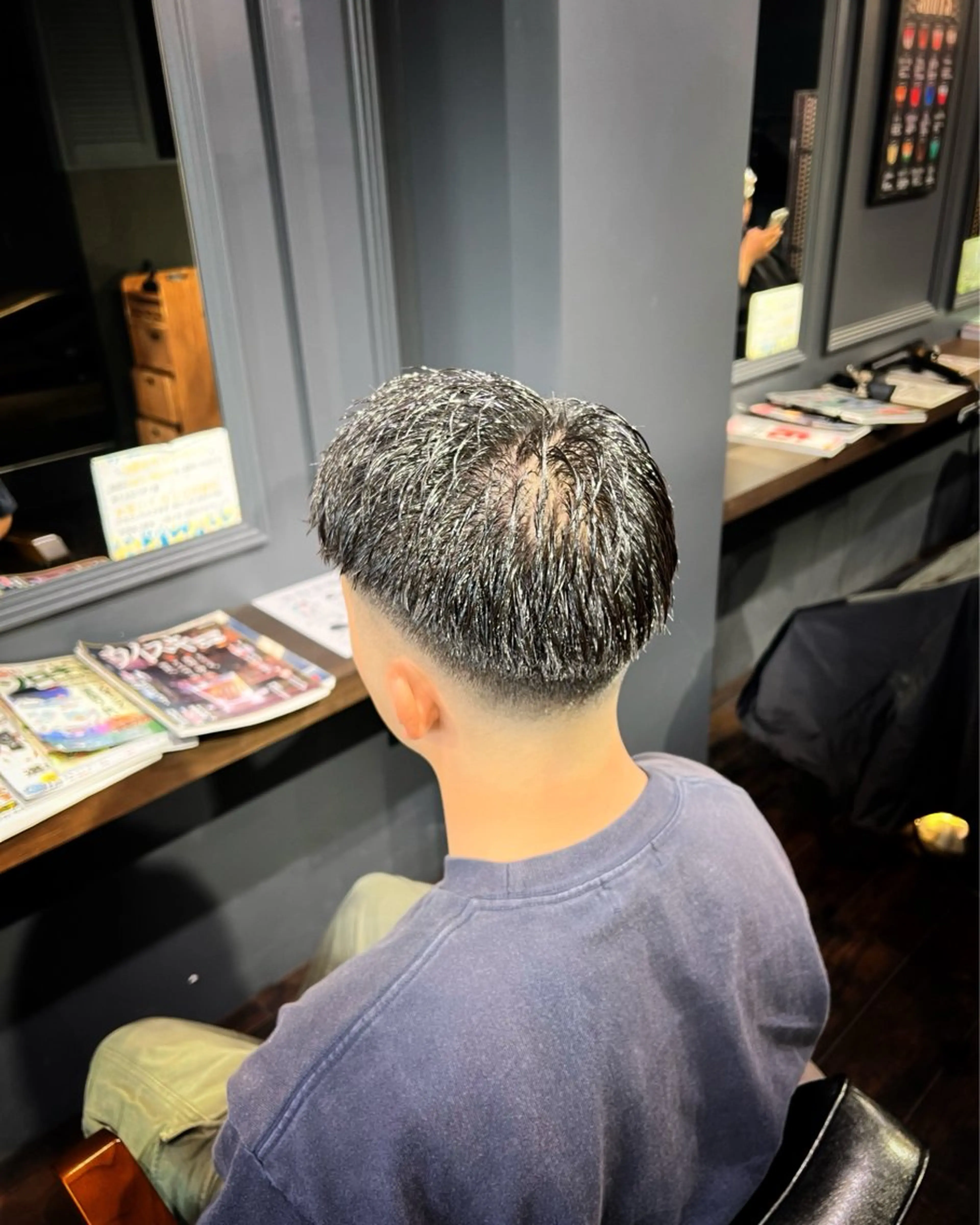 ショート メンズ フェードカット フェザーパーマ メンズメッシュ モヒカン メンズパーマ カット Love&Hair Breit/店長下川のヘアスタイル