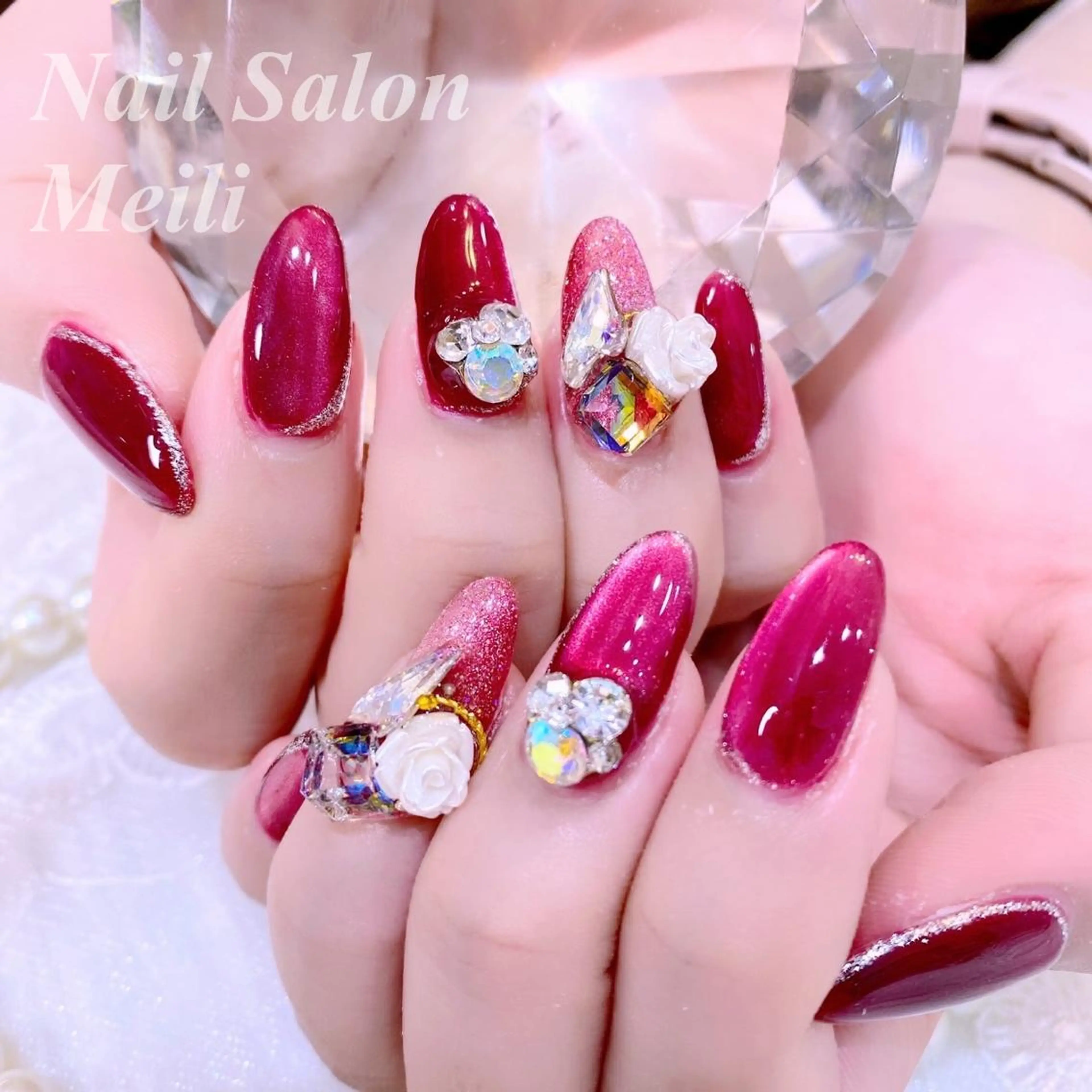 ネイル ボルドー 赤色 春ネイル NAILSALON MEILIのネイルデザイン