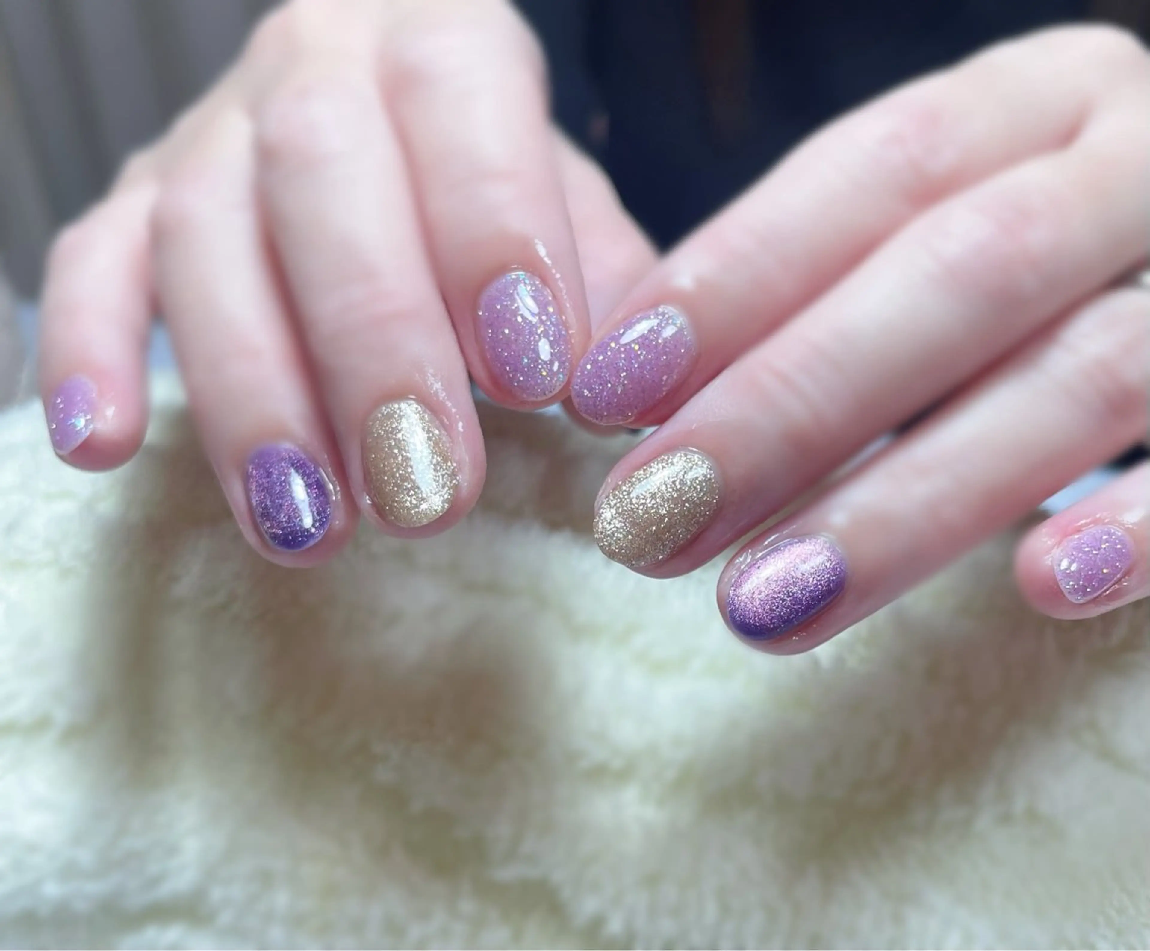 ネイル ハロウィン ラメ(グリッター) マグネットネイル ワンカラーネイル パープル ハンドネイル Chicchi 加茂宮駅徒歩3分のネイルデザイン