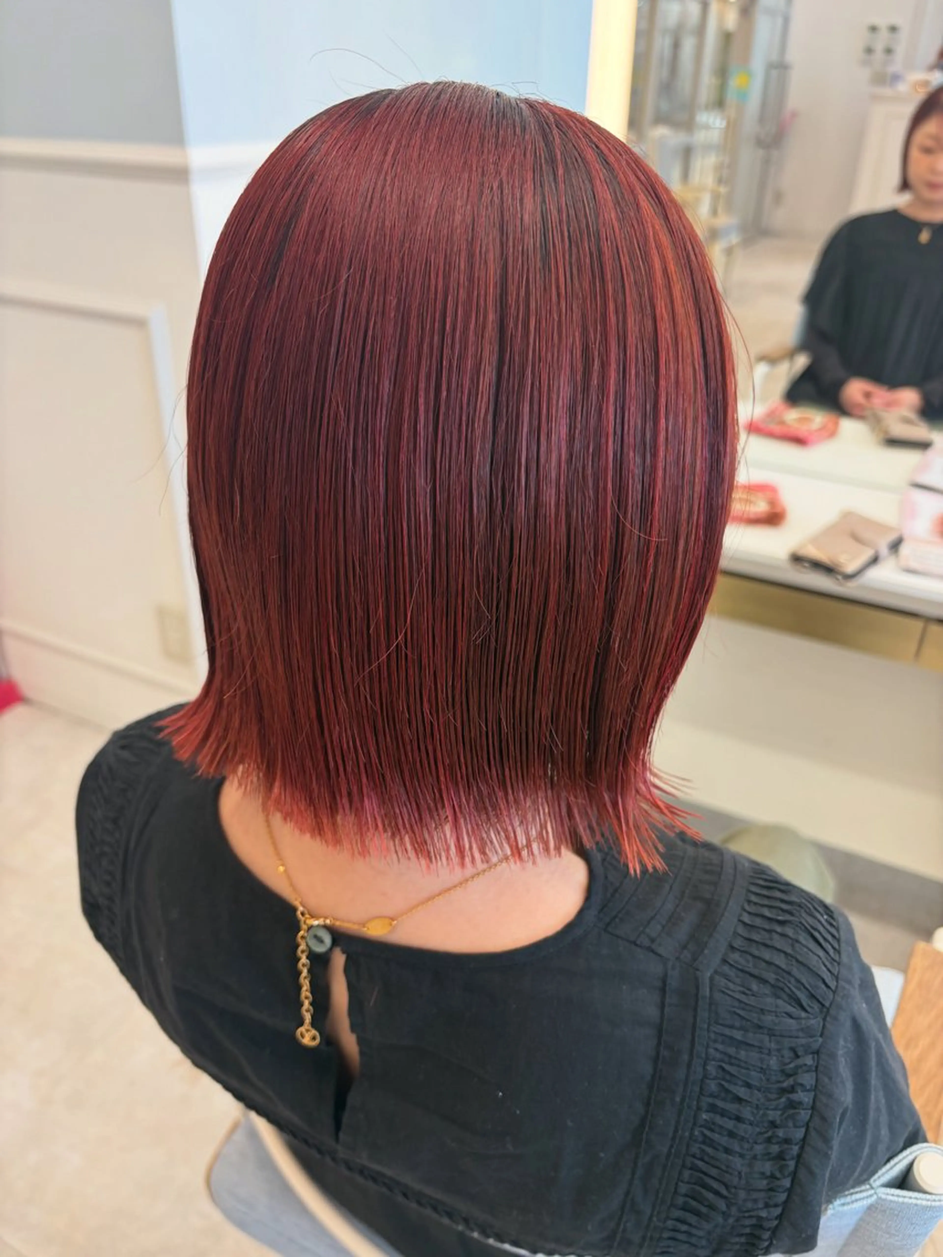 ミディアム ボブ カット ヘアカラー ✂️小顔カット✂️ 山本有紀のヘアスタイル