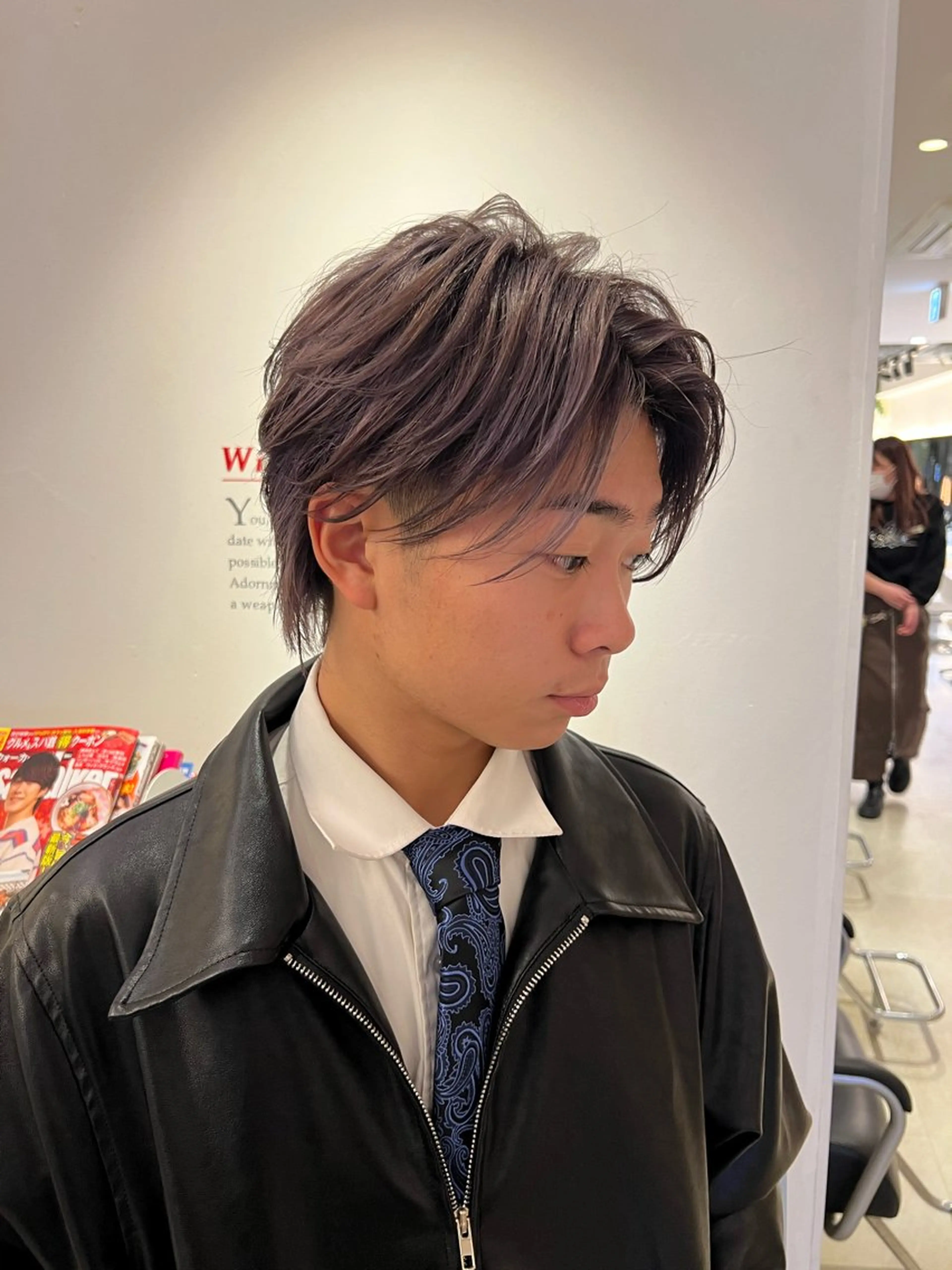 ミディアム パーマ メンズ ミディアムパーマ メンズパーマ ニュアンスパーマ カット パーマ メンズナチュラル パーマ/京橋/栗野のヘアスタイル