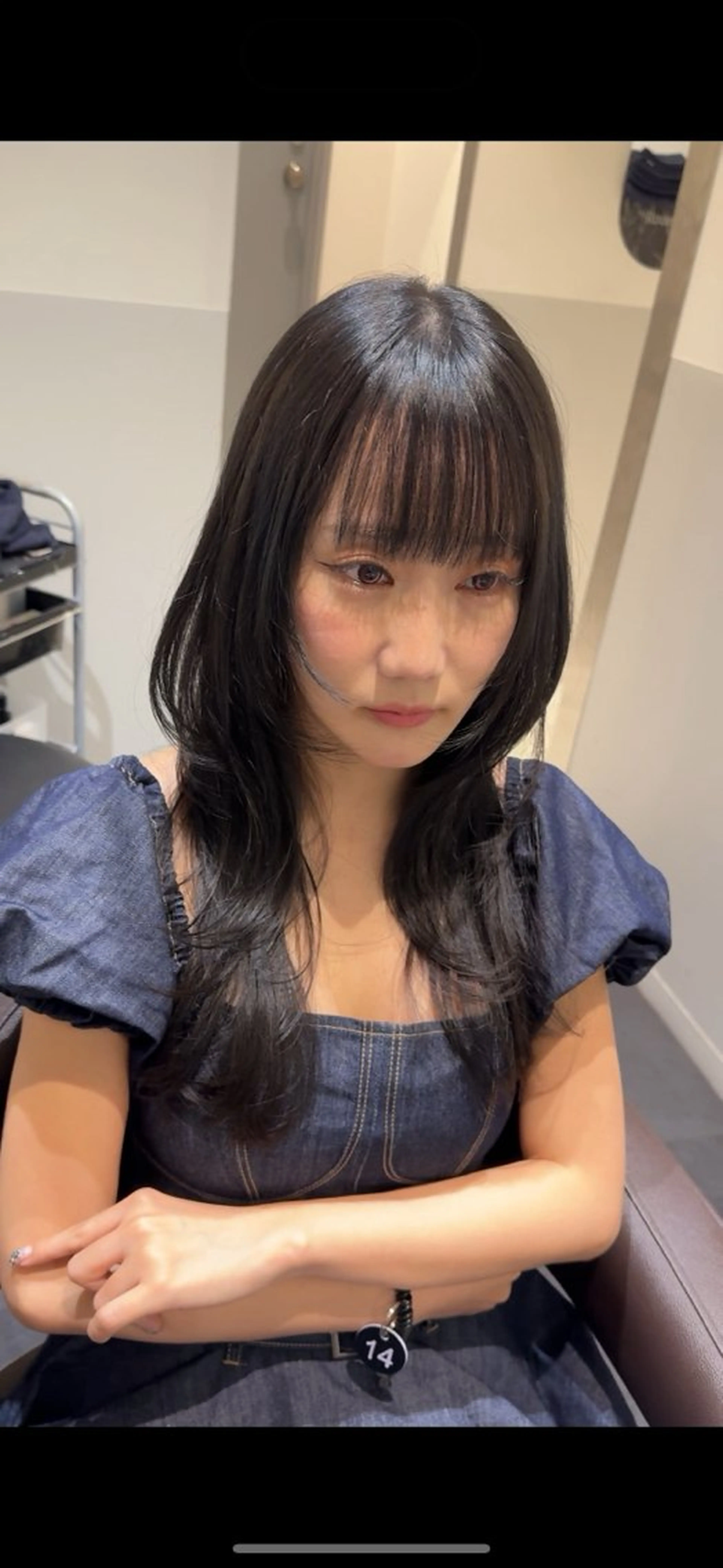 ロング カラー 黒髪 ブルーカラー ブルーブラック レイヤーカット SALOWIN新宿三丁目【サロウィン】所属・レイヤー🔶髪質改善 🔶透明感カラー青木のヘアスタイル