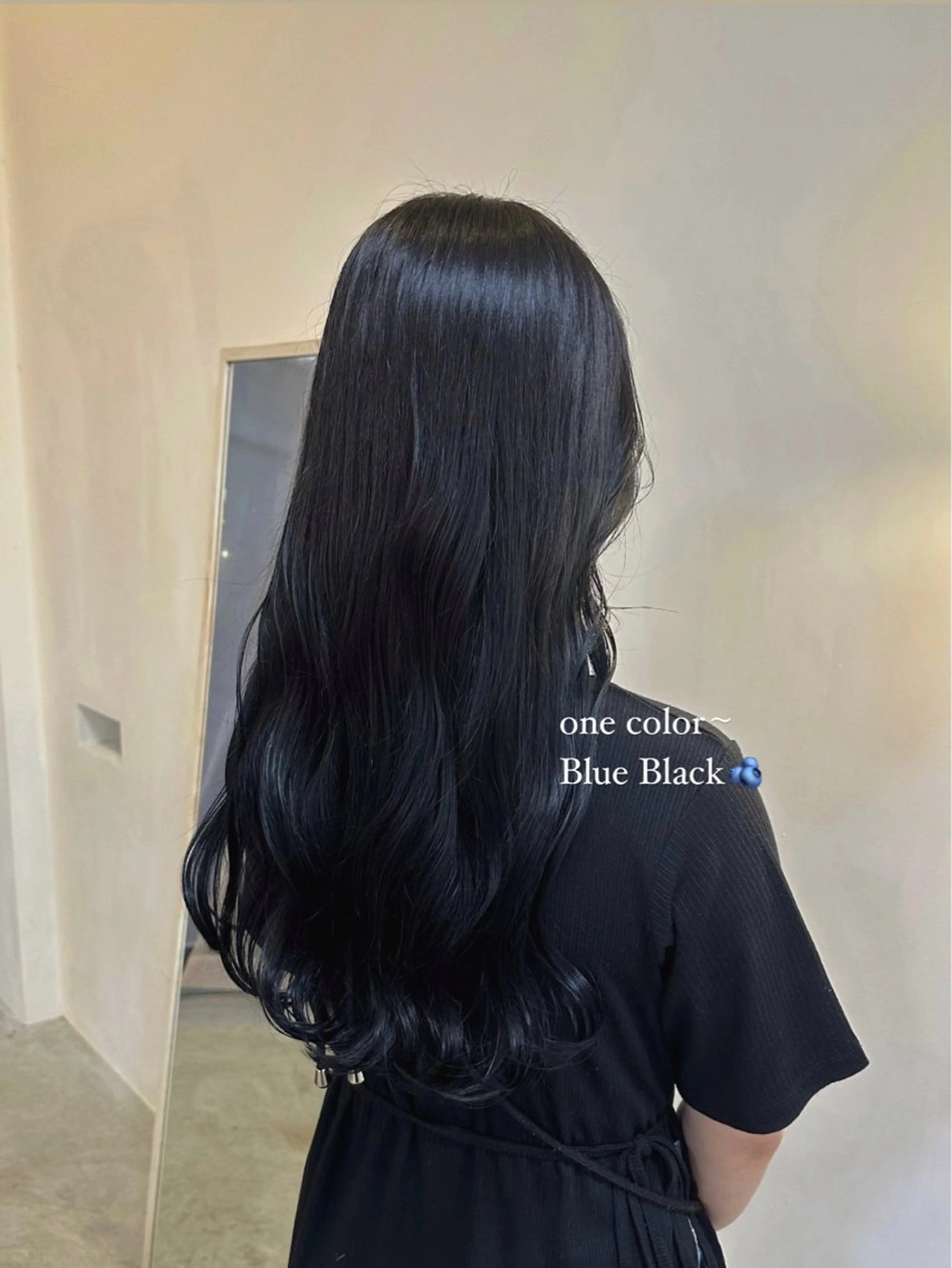 ロング カラー 黒髪 ブルーカラー ブルーブラック cipre あゆみのヘアスタイル