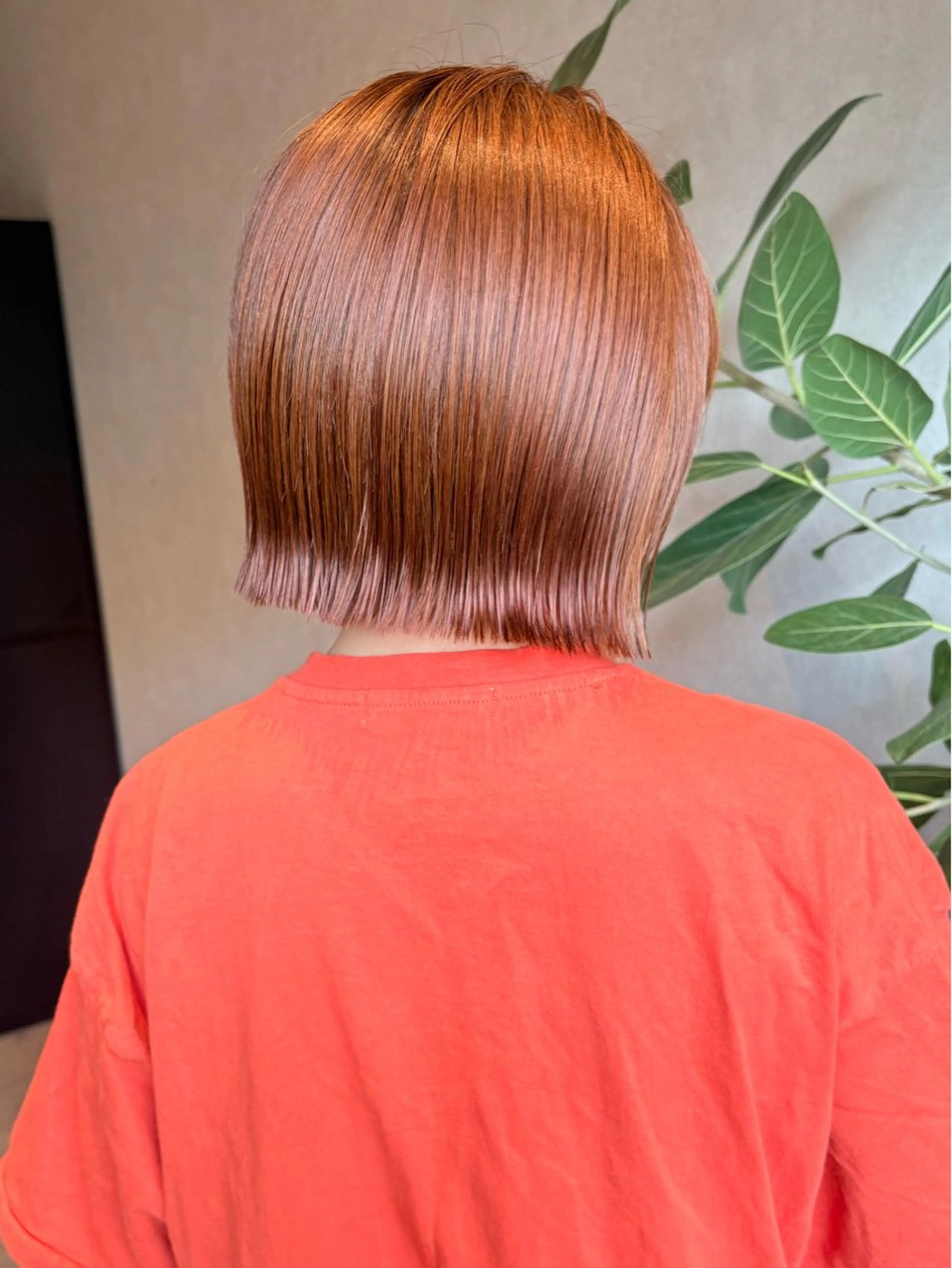 ショート 切りっぱなしボブ オレンジブラウン ボブ 外ハネヘア カット ヘアカラー トリートメント 【ボブ/個室サロン】 癒し空間mimuraのヘアスタイル