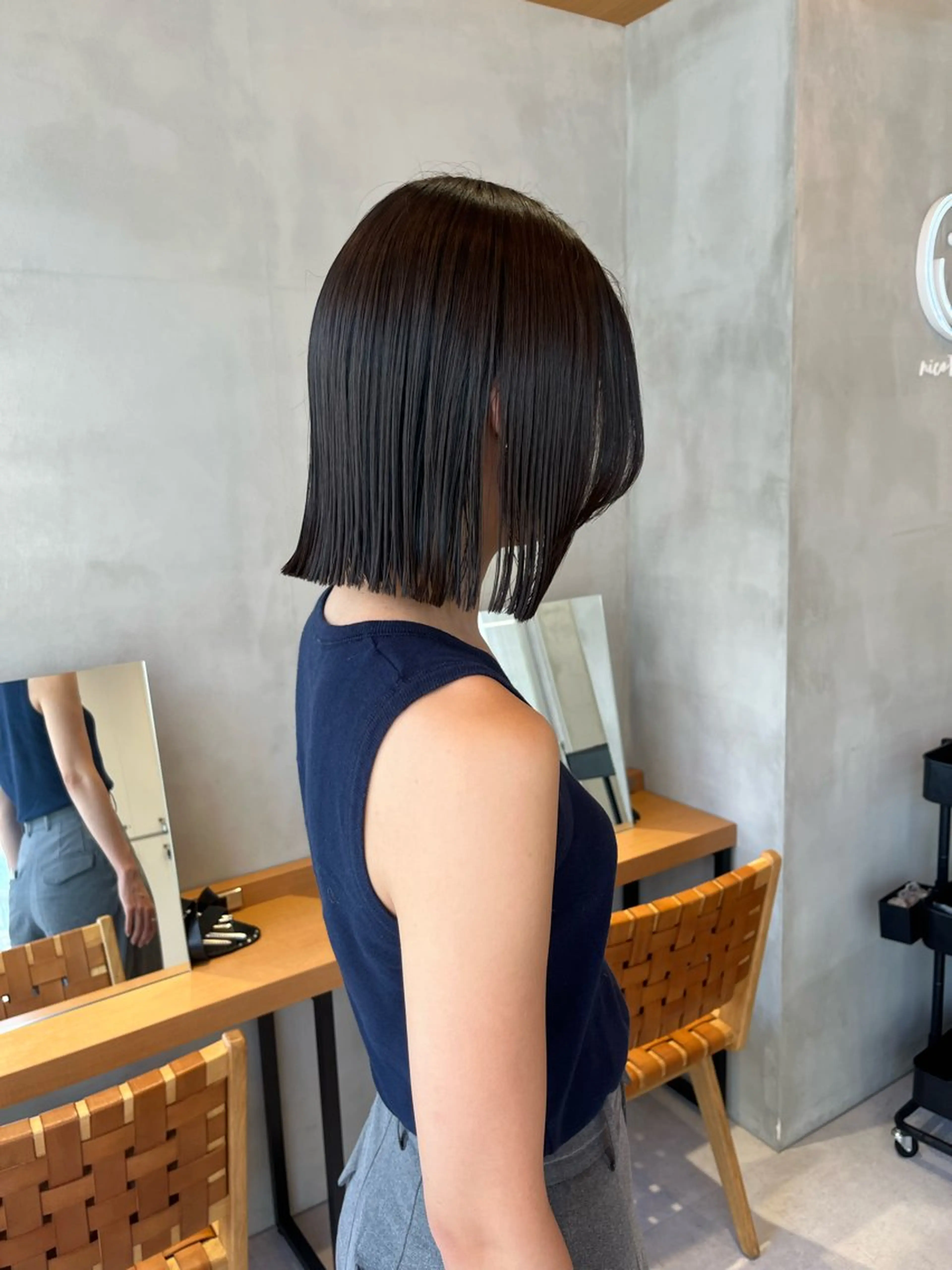 ミディアム カラー カット ヘアカラー トリートメント ボブ&透明感カラー ♡TOMOEのヘアスタイル