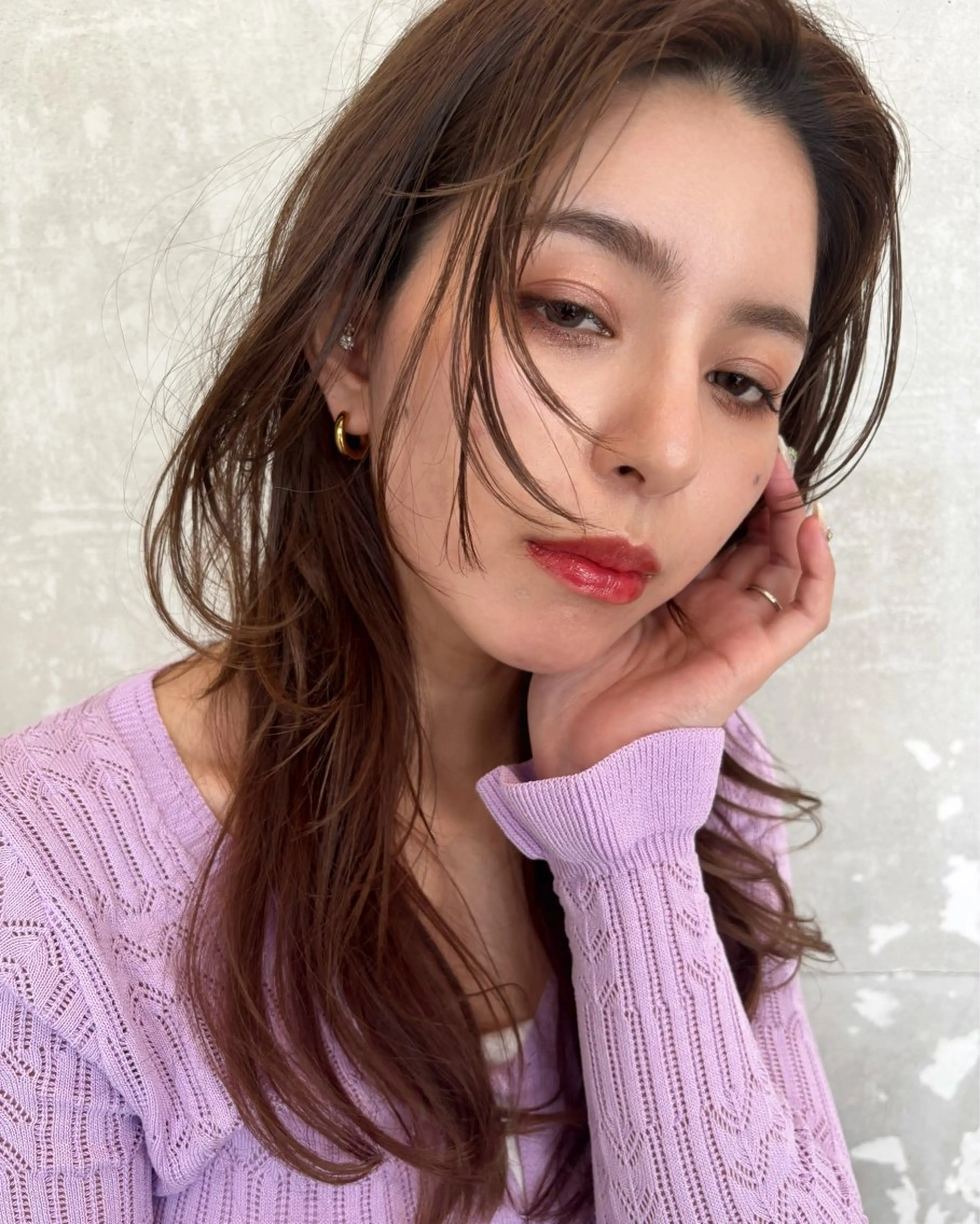 ロング レイヤーカット 韓国ヘア×髪質改善 縮毛矯正のヘアスタイル