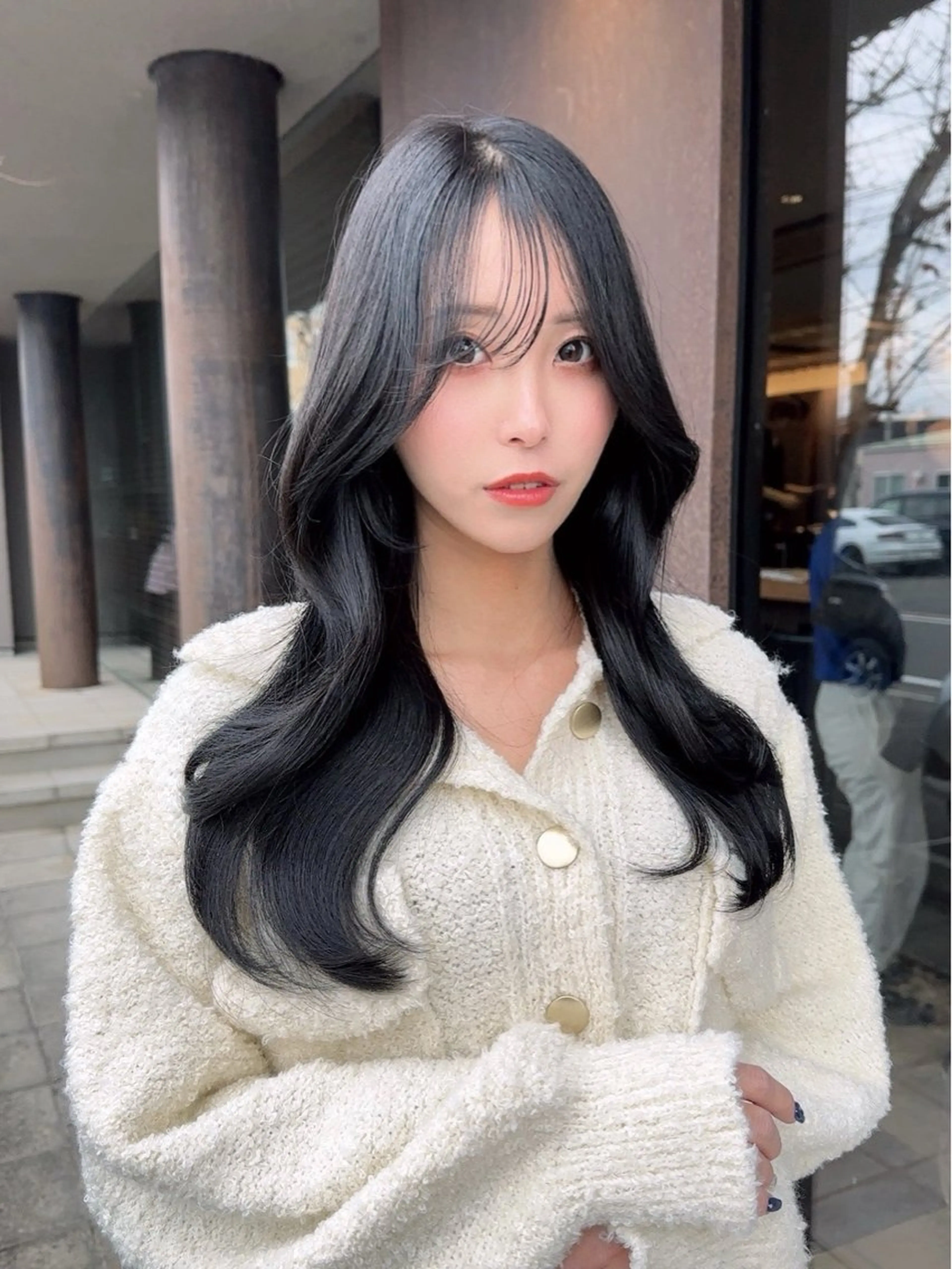 ロング カラー 黒髪 くびれヘア 韓国風ヘア ヘアカラー トリートメント 韓国ヘア/レイヤー /大嶽佑馬のヘアスタイル