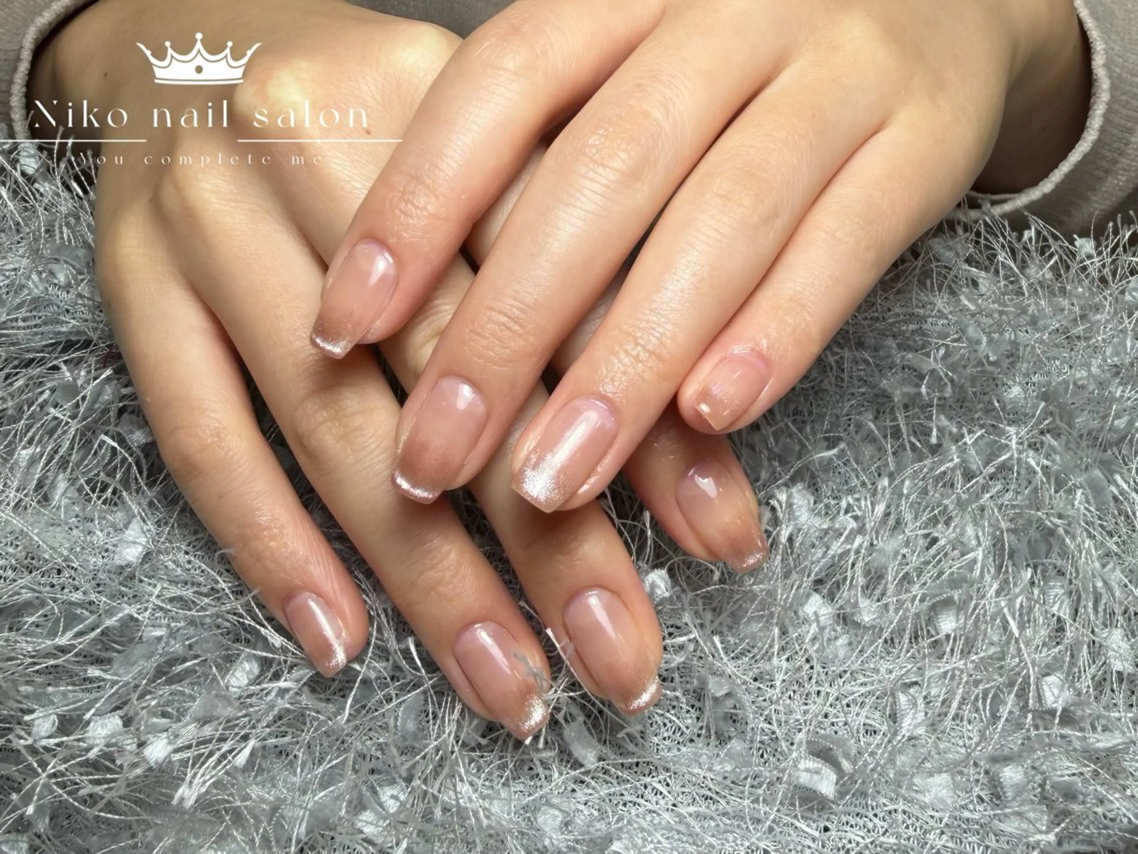 ネイル チークネイル フットネイル フレンチネイル ジェルネイル ガラスフレンチ 柚子 Nikoのネイルデザイン