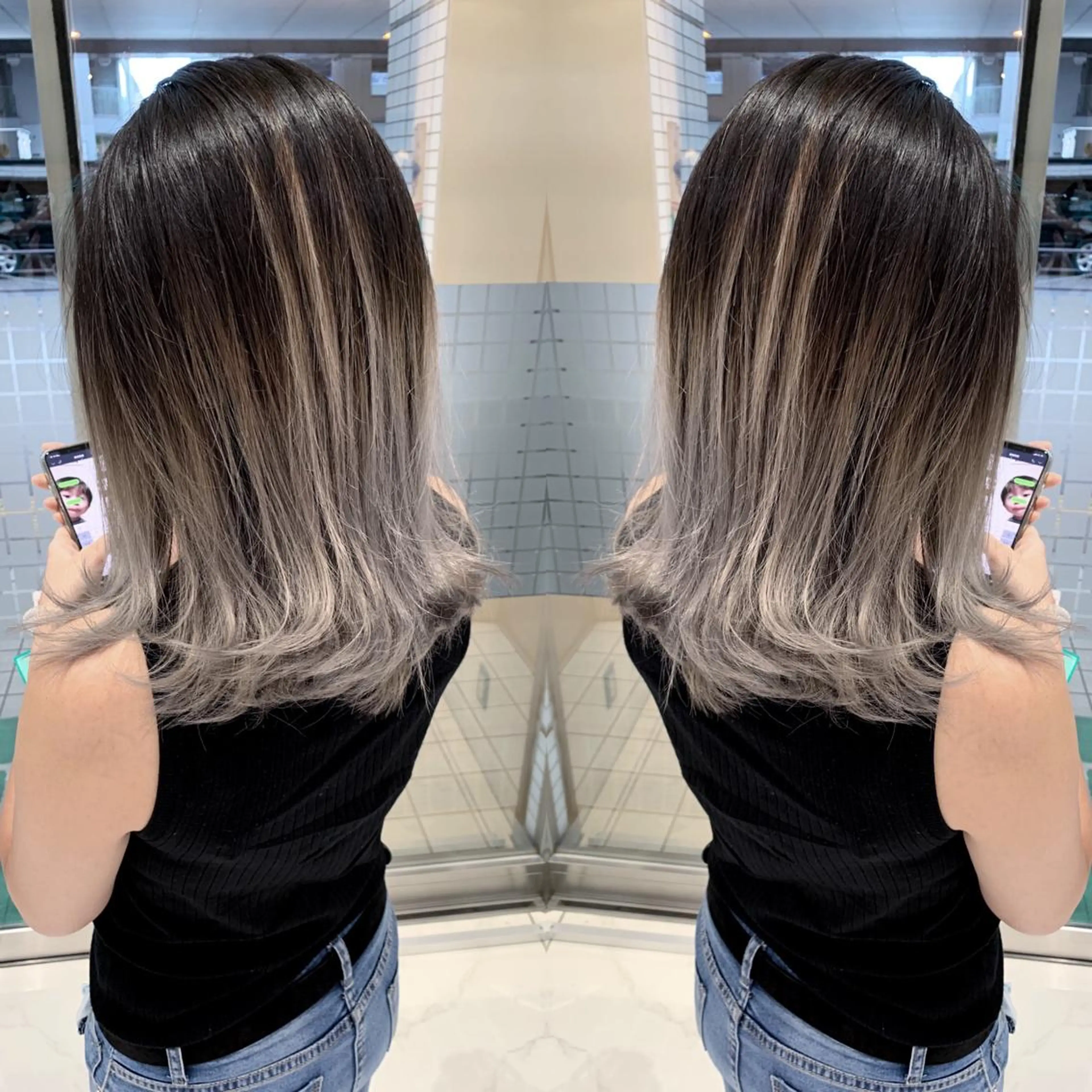 ミディアム カラー バレイヤージュ レイヤーカット カット ヘアカラー N° jillva ♦️川端裕司♦️のヘアスタイル