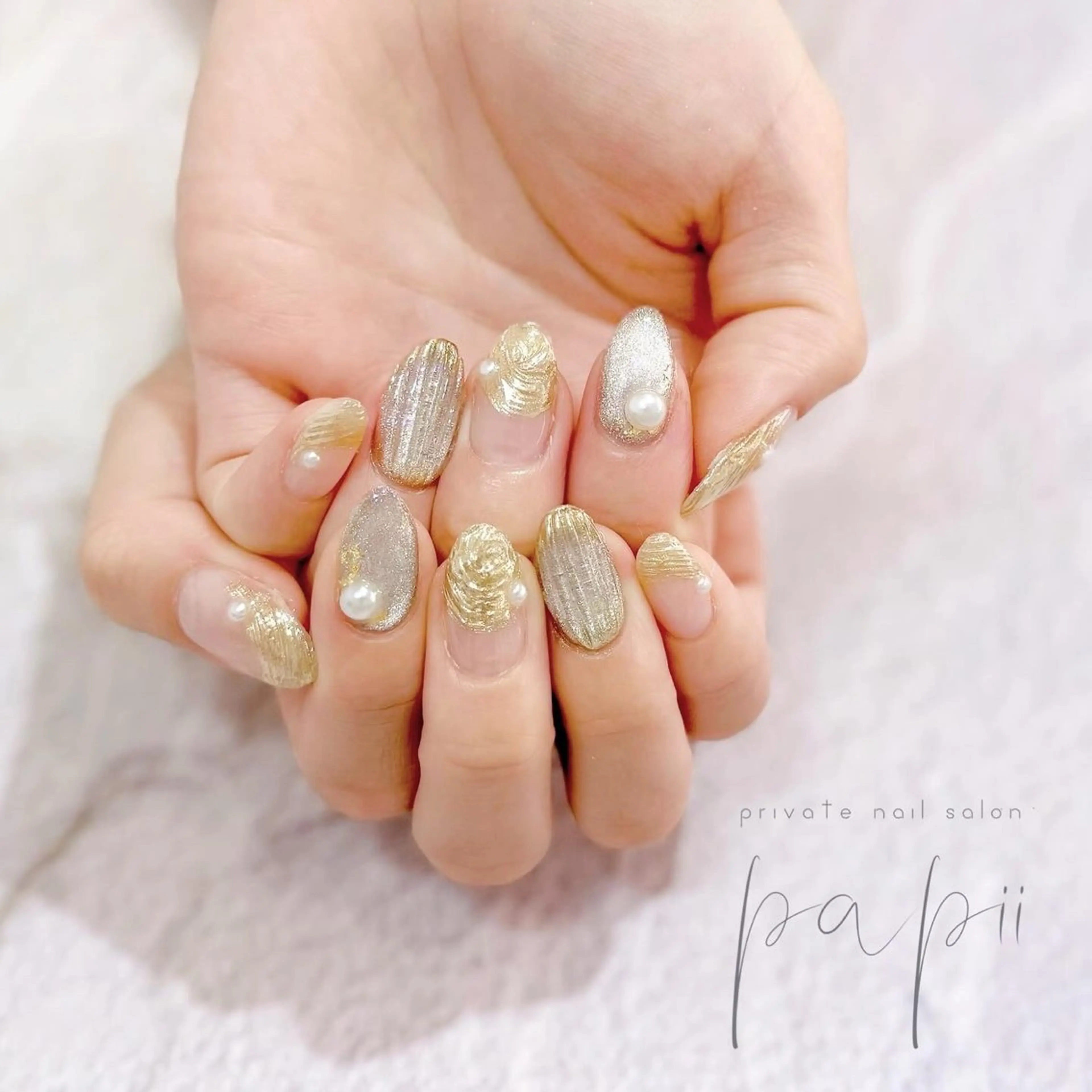 ネイル フレンチネイル ミラーネイル ハンドネイル private nail salon papii所属・papii☆ kurodaのネイルデザイン
