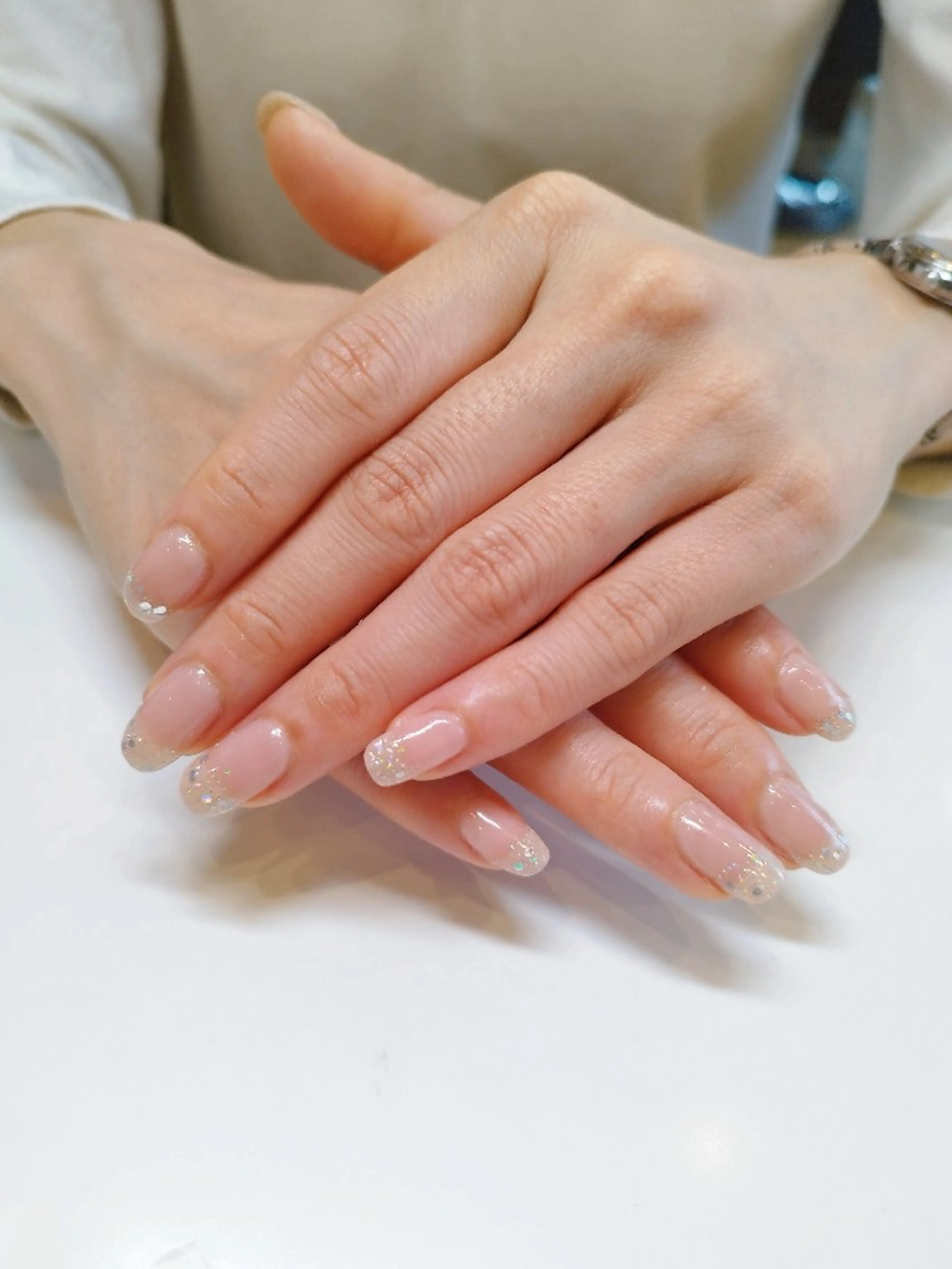 ネイル ラメ(グリッター) ピンク シルバー ストーンネイル YOCO ネイルのネイルデザイン