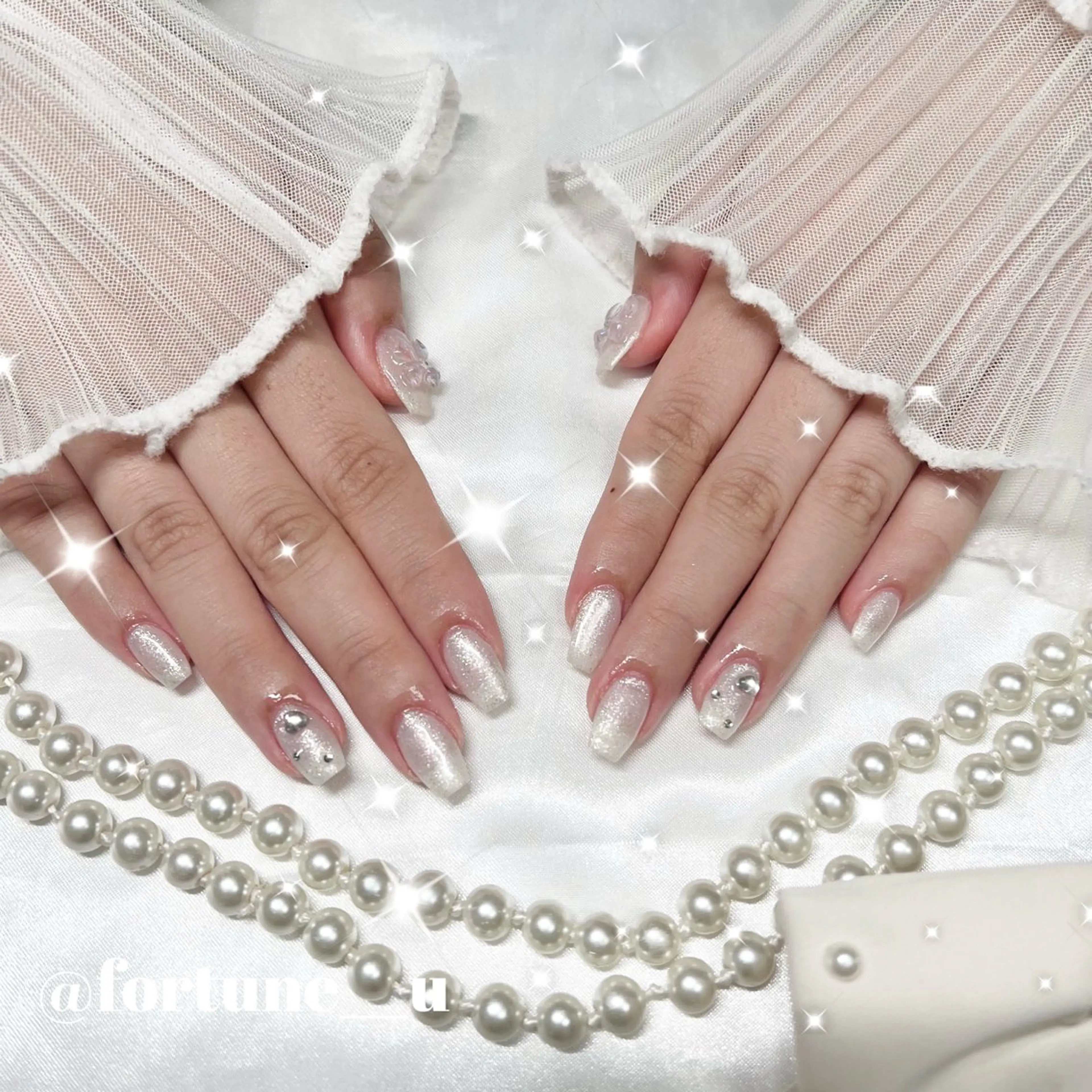 ネイル ガーリー 韓国ネイル 水色 オフィスネイル シンプルネイル ハンドネイル 💜 Yuuna💜のネイルデザイン