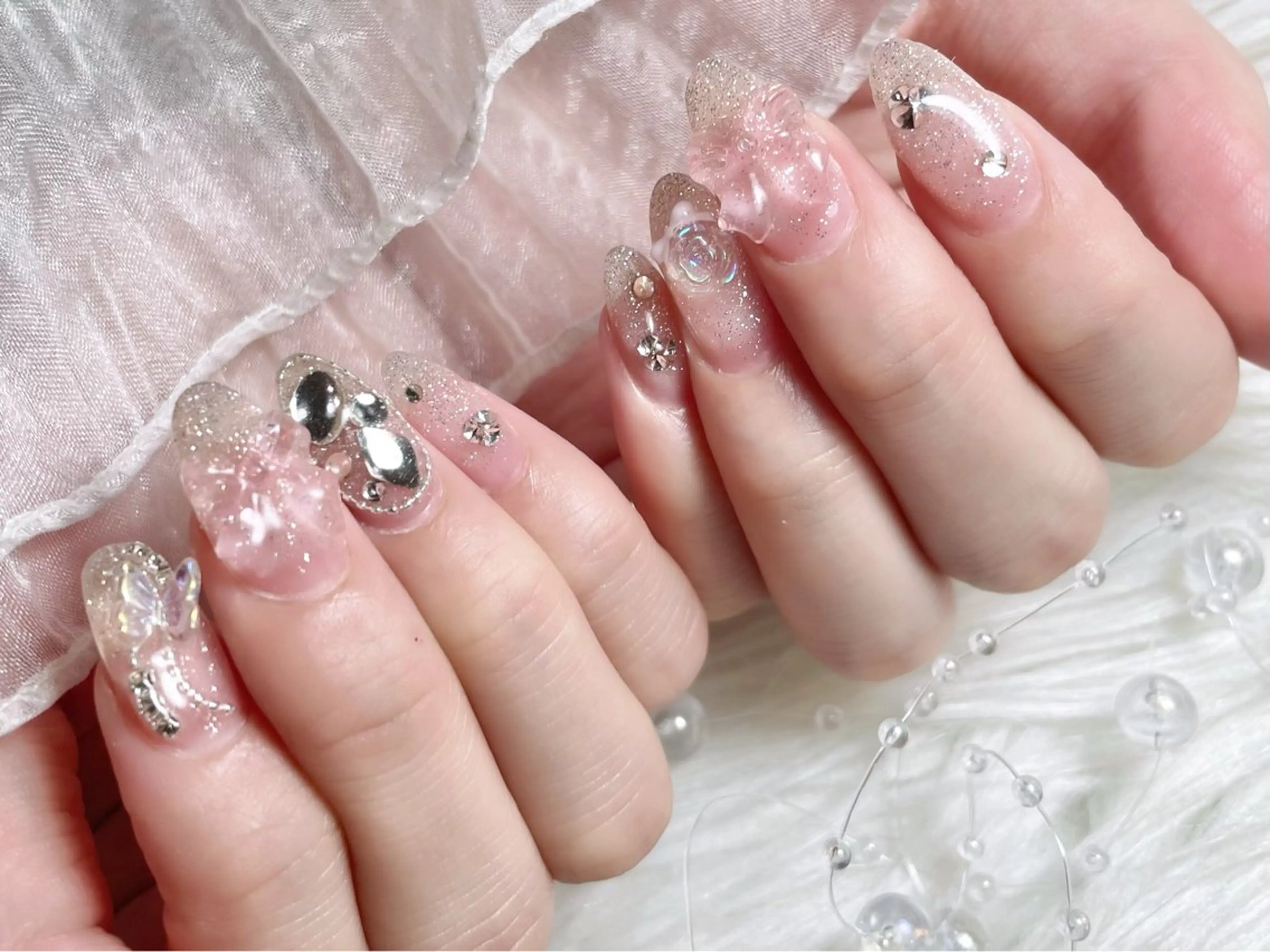 ネイル クリアネイル ワンホンネイル ハンドネイル ゆりか ジョアアンジェ福島のネイルデザイン