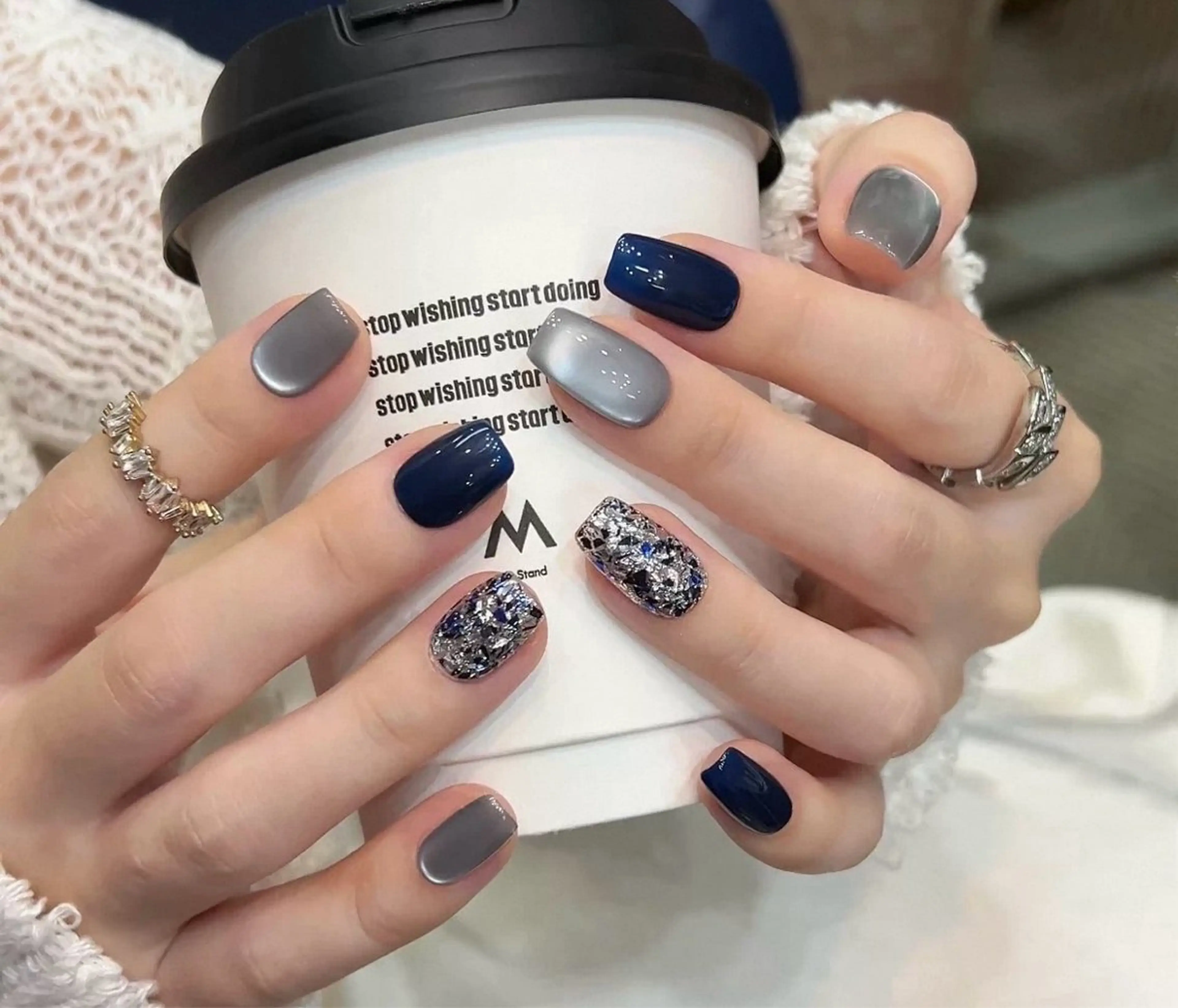 ネイル 長さ出し専門 パーツのネイルデザイン