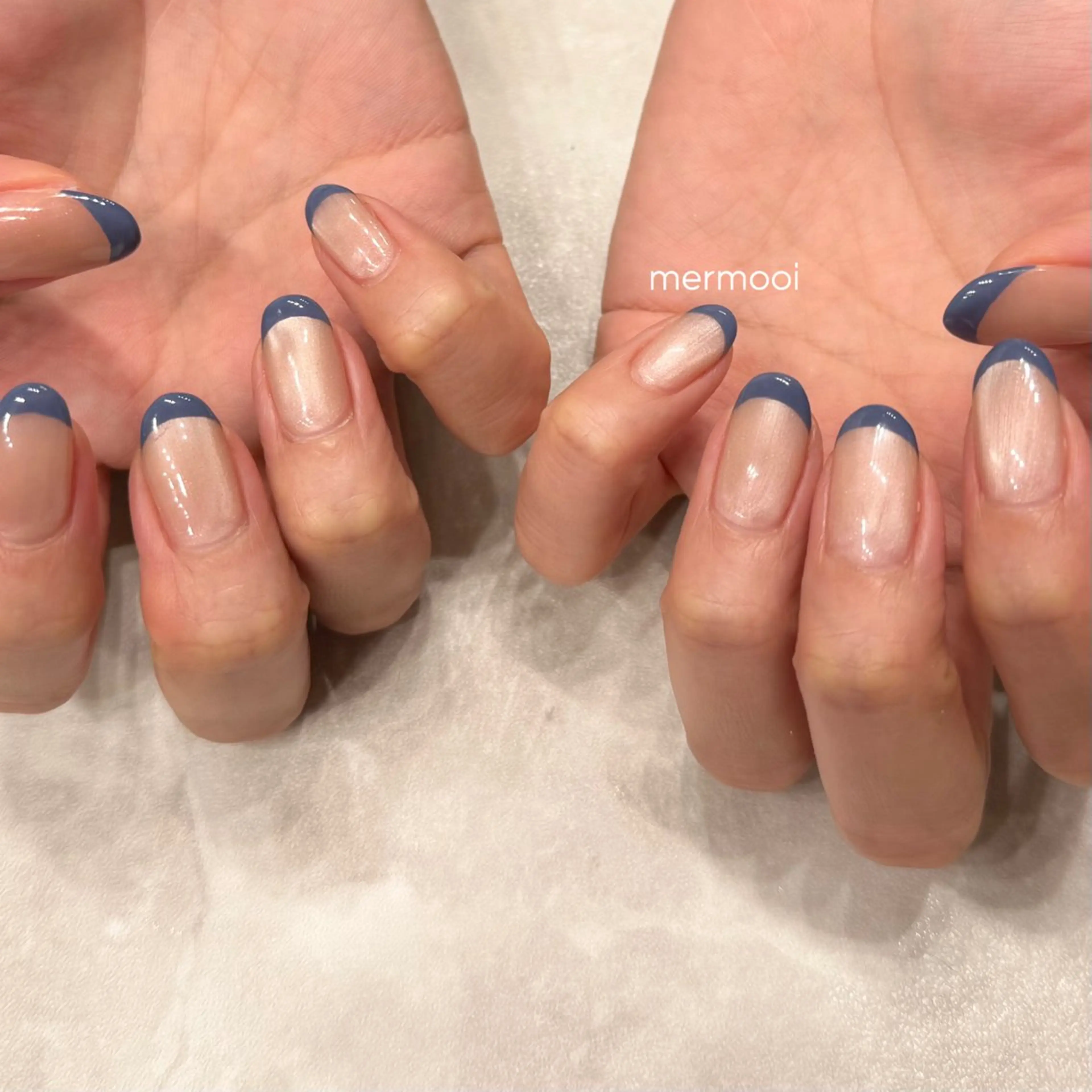 ネイル フレンチネイル マグネットネイル マグネットフレンチ シンプルネイル mermooi所属・melumooi nailのネイルデザイン