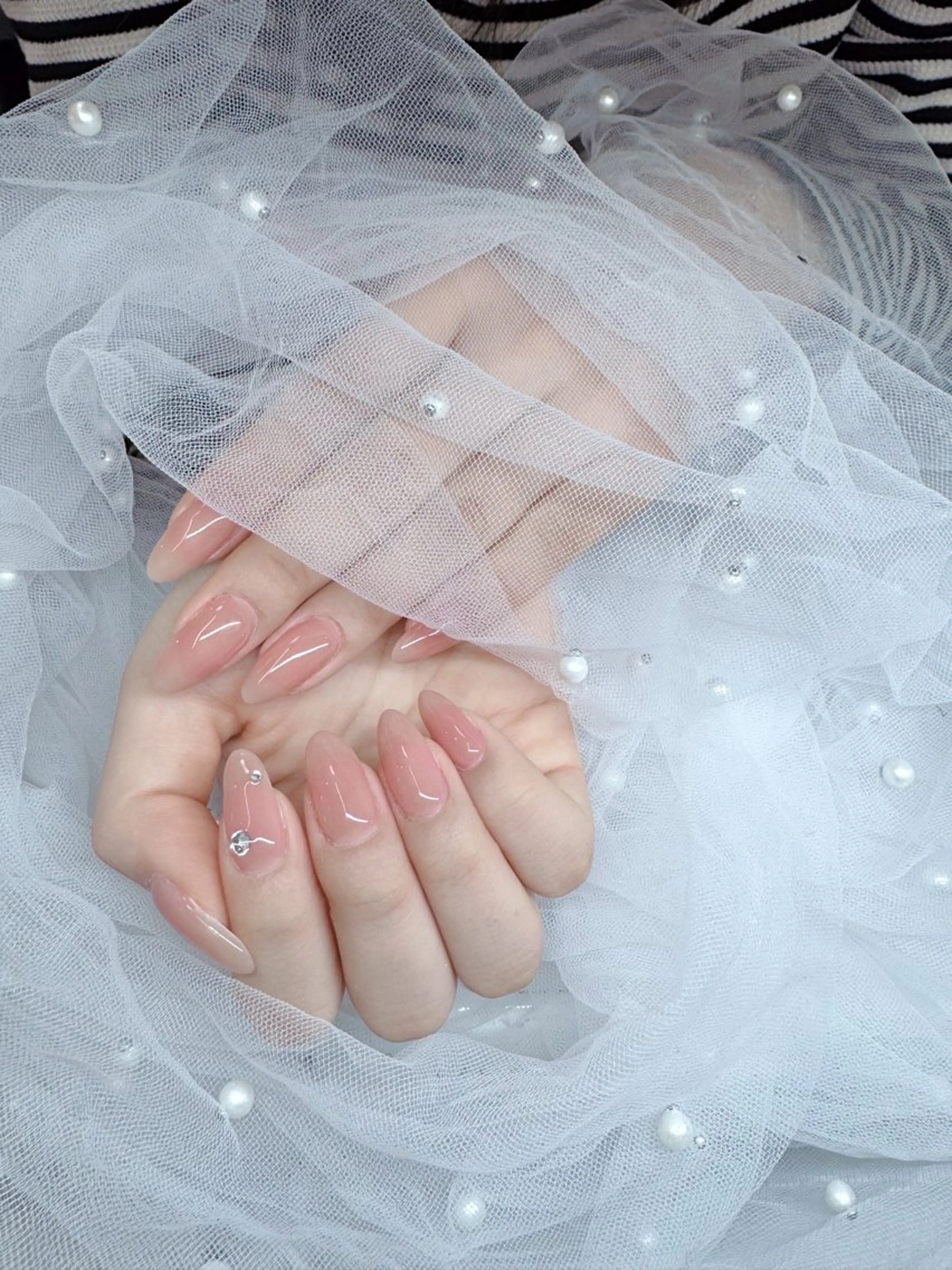 ネイル チークネイル 長さ出し フラッシュネイル フットネイル フレンチネイル Aina nail salon所属・Aina nail salonのネイルデザイン