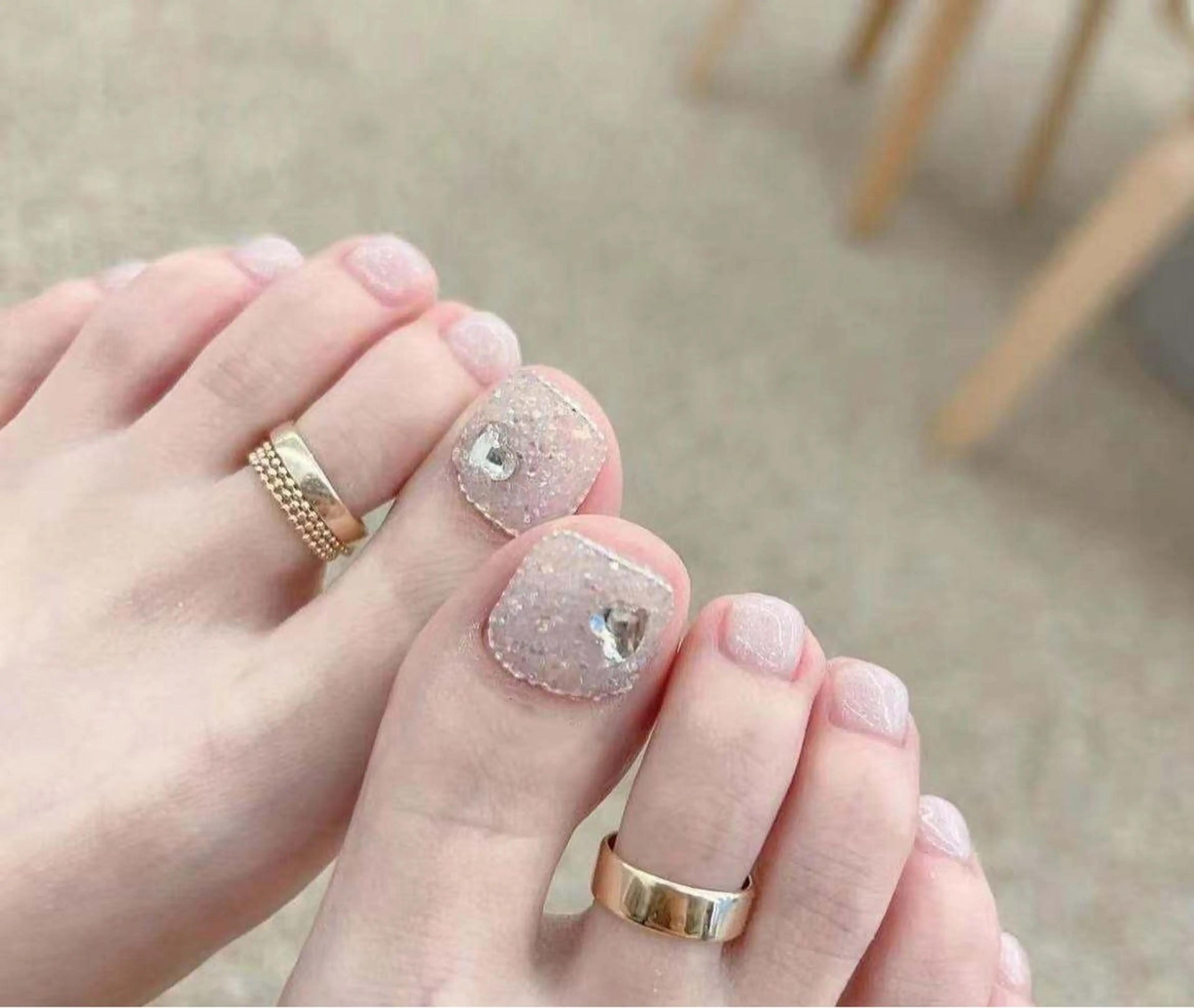 ネイル フラワーネイル フレンチネイル ジェルネイル ガラスフレンチ ハート フットネイル BabyYouMi nailのネイルデザイン