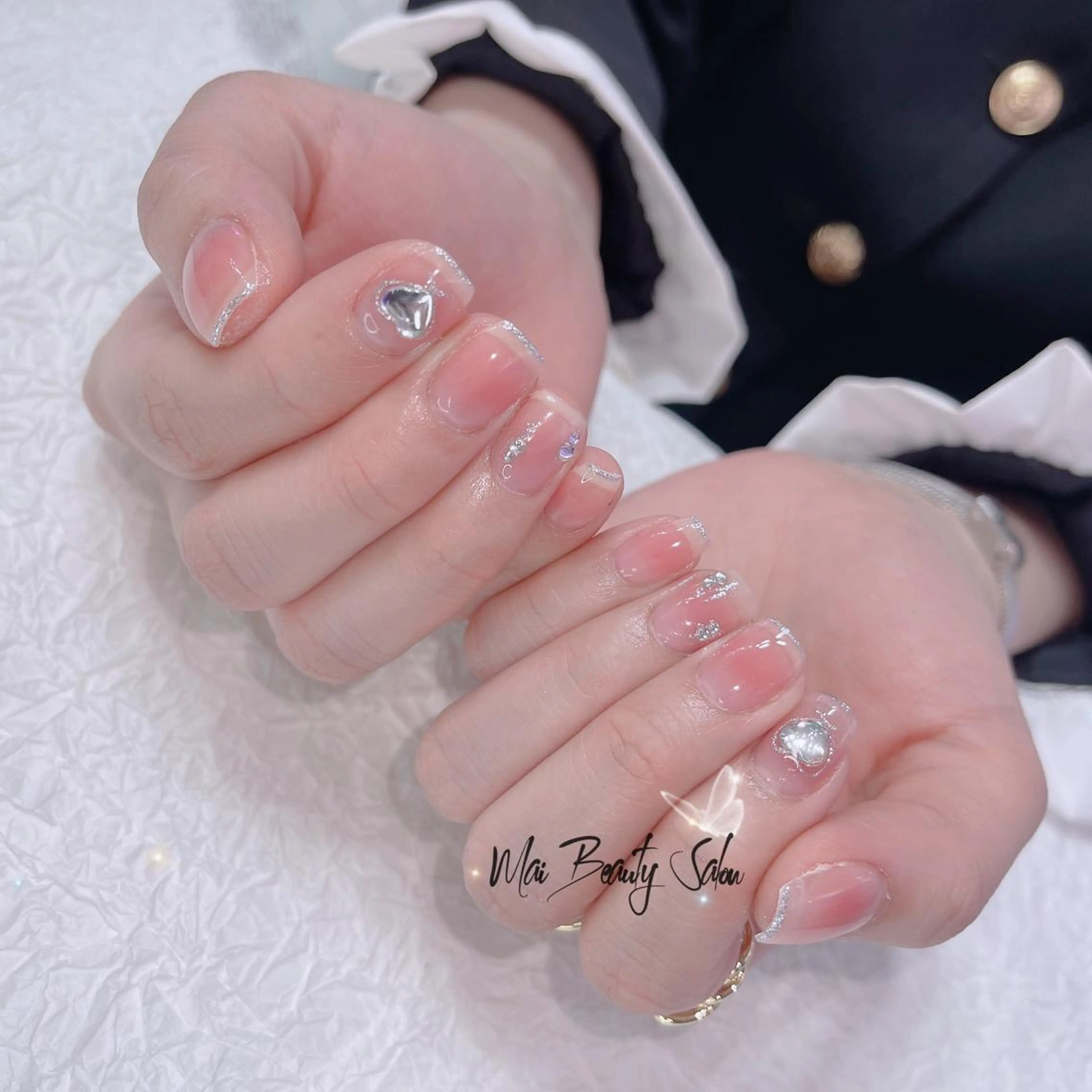 ネイル オーロラネイル 長さ出し フラッシュネイル フレンチネイル ジェルネイル MaiBeauty DanHiのネイルデザイン