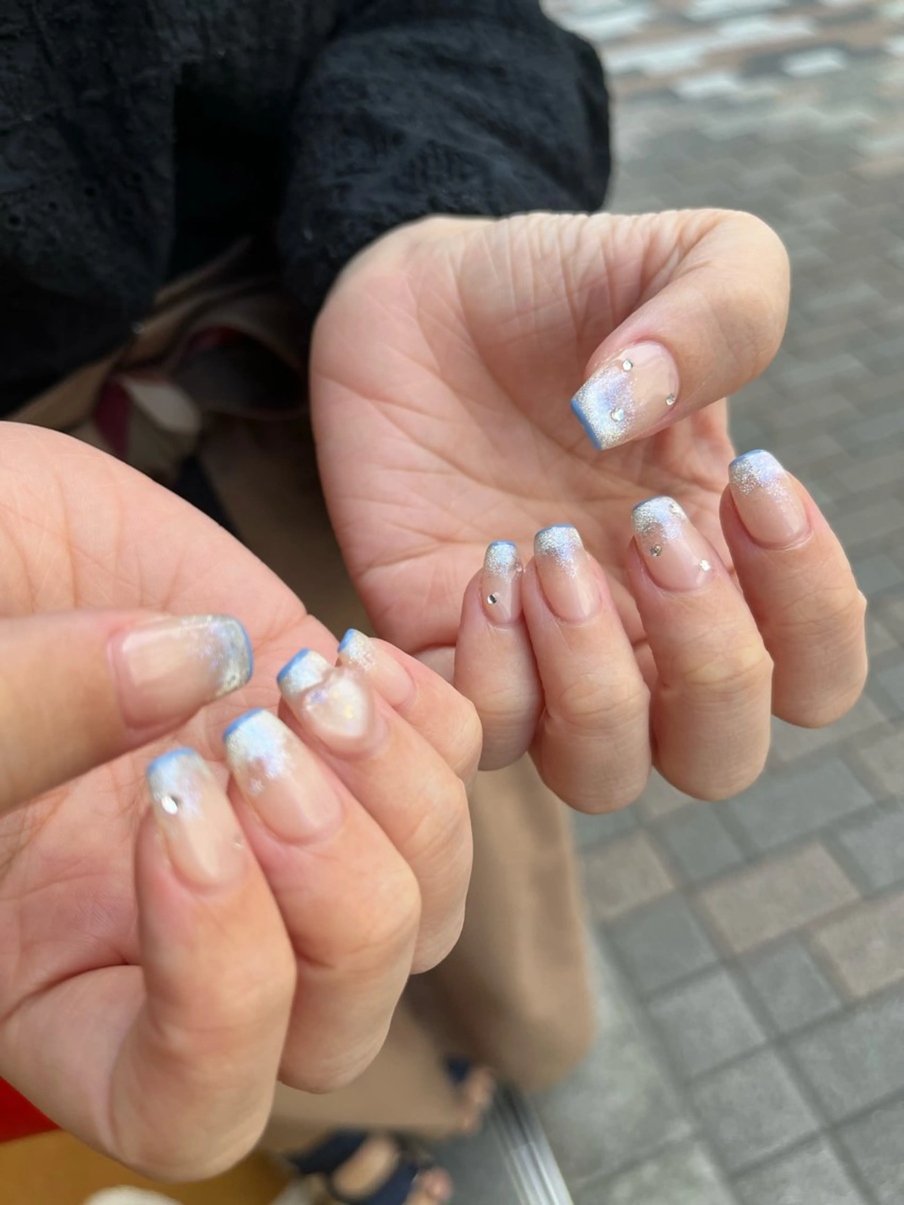 ネイル フレンチネイル マグネットネイル マグネットフレンチ ハンドネイル Momone ／渋谷／パラジェルのネイルデザイン