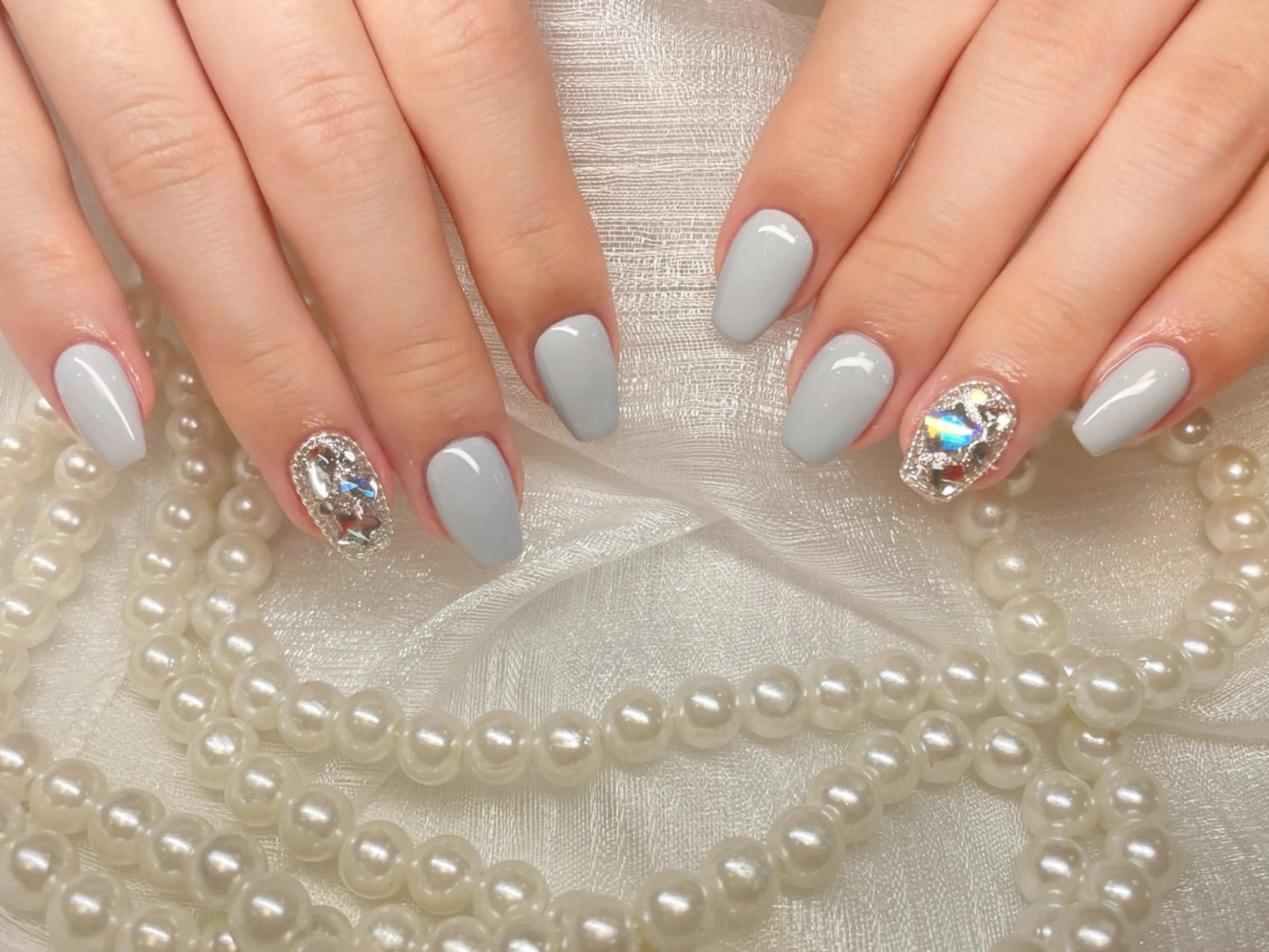 ネイル 長さ出し フットネイル フレンチネイル ジェルネイル ガラスフレンチ More Glam渋谷店のネイルデザイン