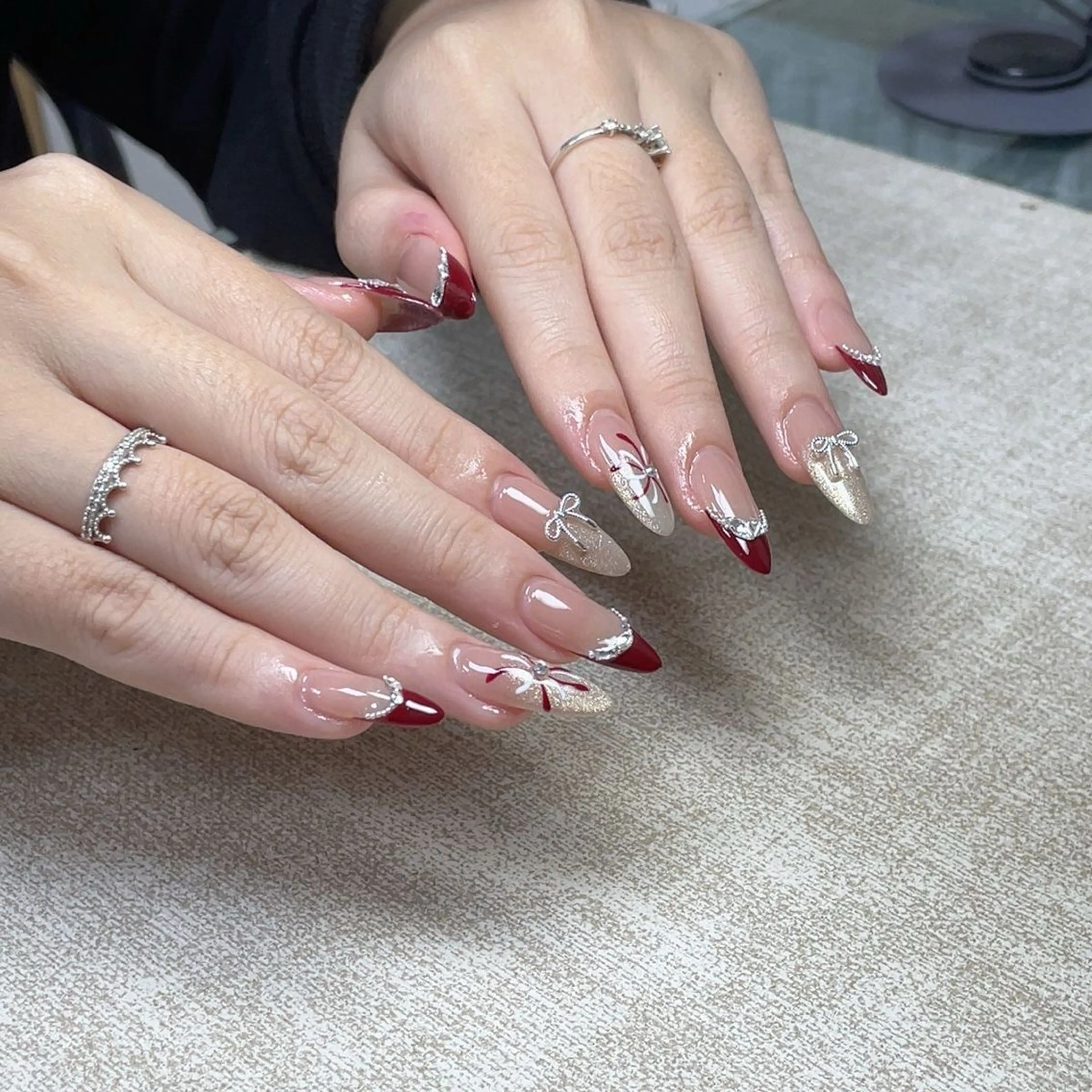 ネイル 韓国ネイル 持ち込み ニュアンスネイル ネイルチップ 冬ネイル RINN ANA.CHUOのネイルデザイン