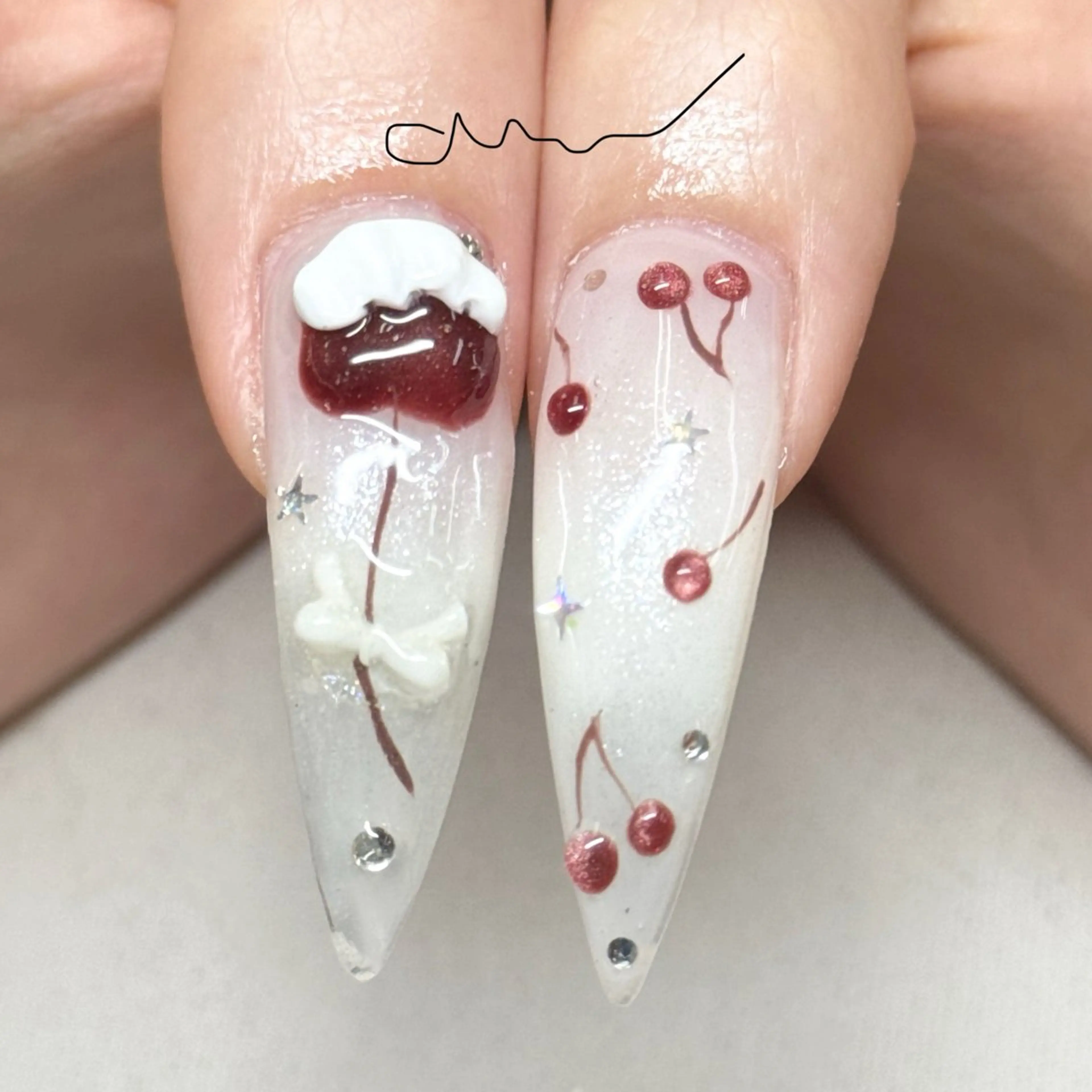 ネイル アートネイル オーロラネイル チークネイル 長さ出し フットネイル Anh 高田馬場のネイルデザイン