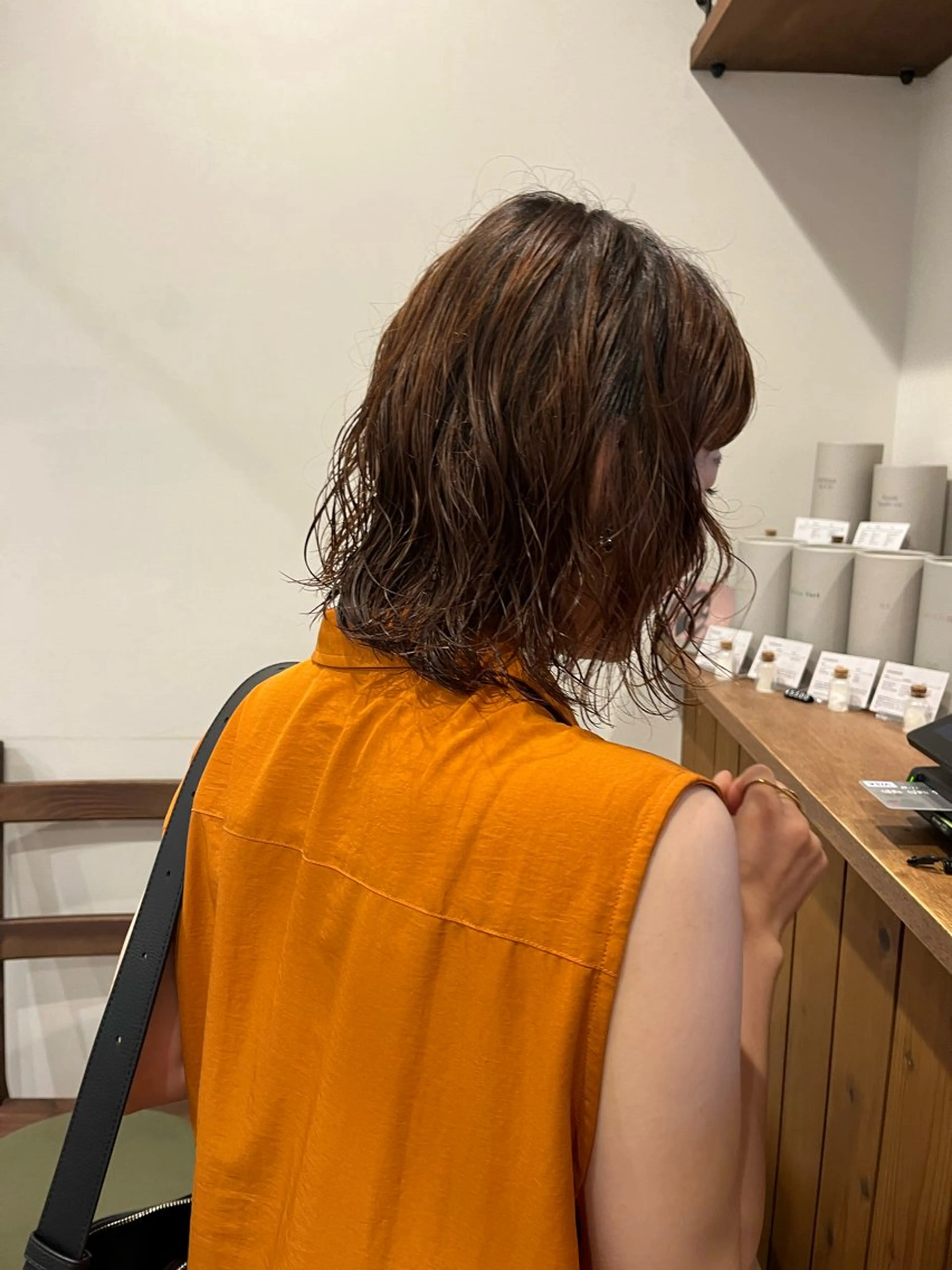 ミディアム パーマ ミディアムパーマ ボブ ニュアンスパーマ カット パーマ トリートメント rimi/ショート /透明感カラーのヘアスタイル