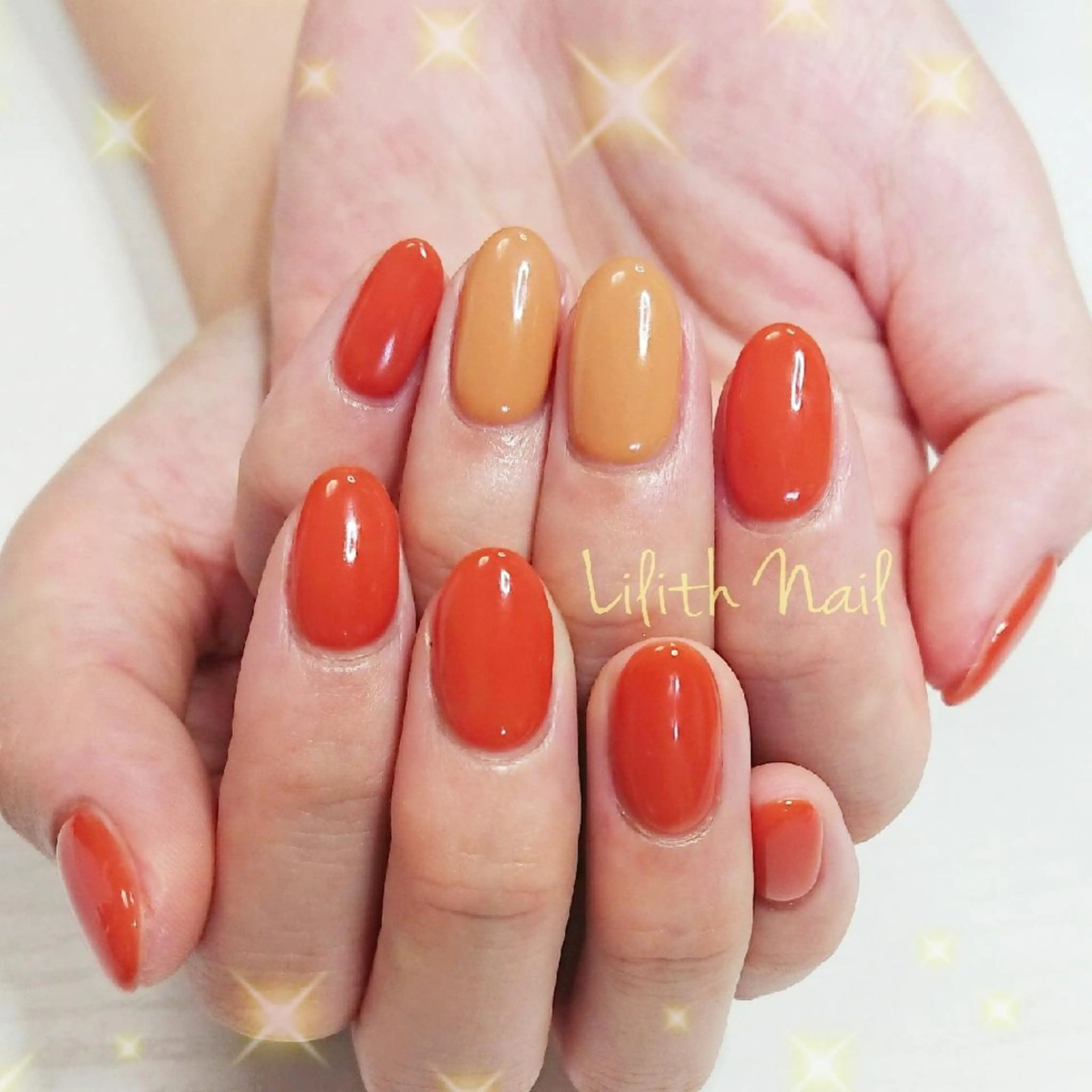 ネイル オレンジ ハンドネイル Lilith Nailのネイルデザイン