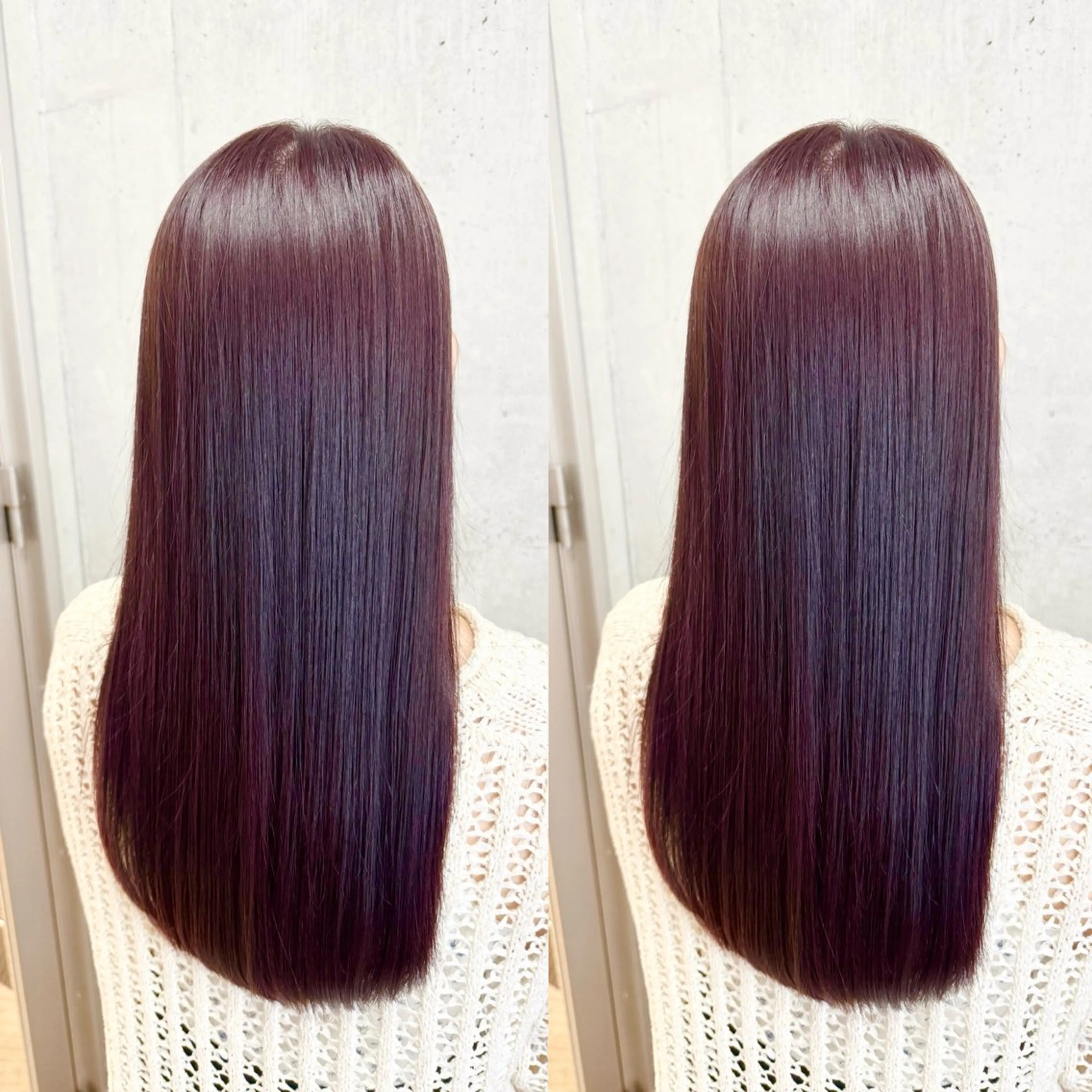 【🍁秋・冬限定価格☃️艶々ワインレッドにしたい方はこちら🫧】ワンカラー+カット+集中補修トリートメントの写真