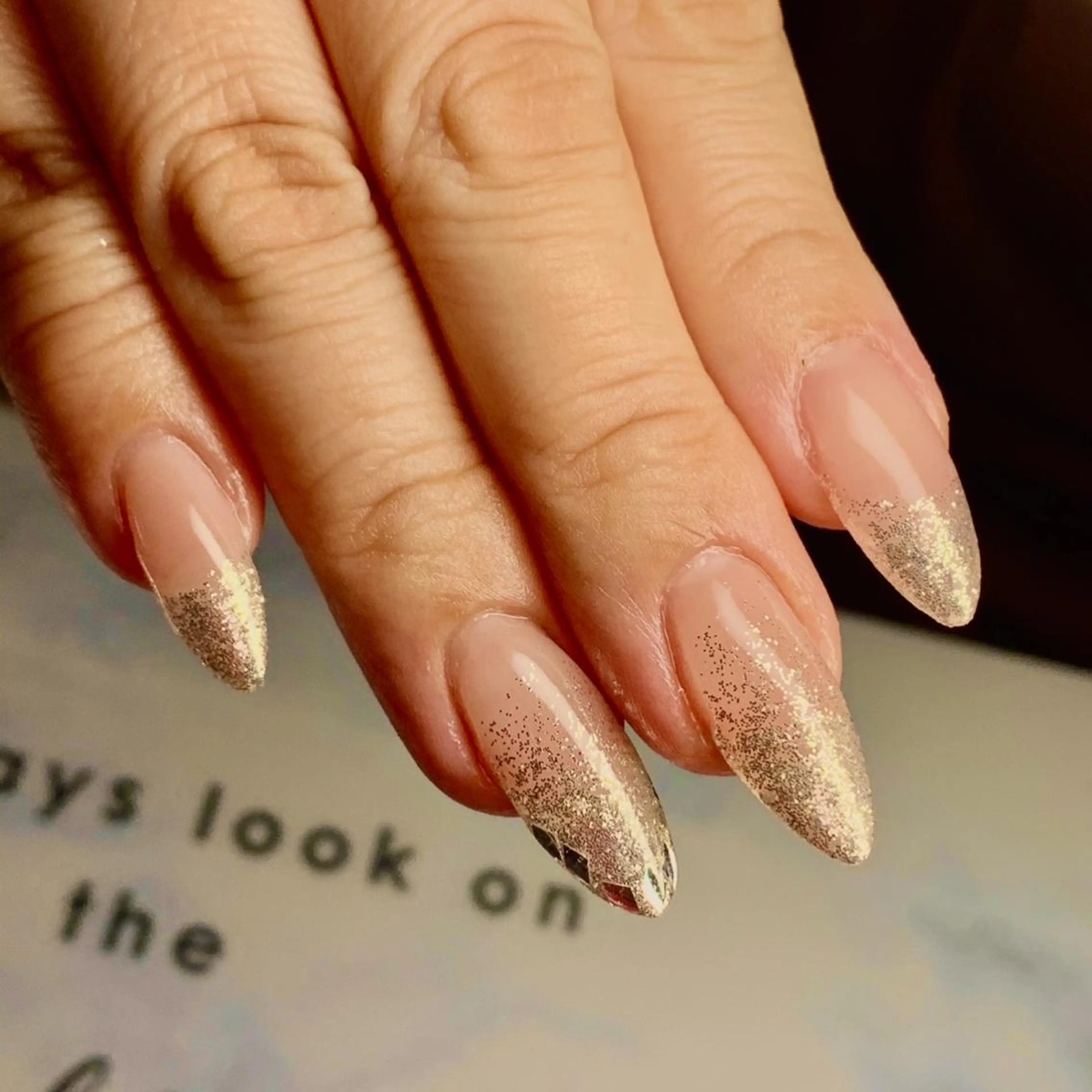 ネイル フレンチネイル ガラスフレンチ ラメ(グリッター) スカルプネイル ハンドネイル x.1.0.nail ♡Cのネイルデザイン