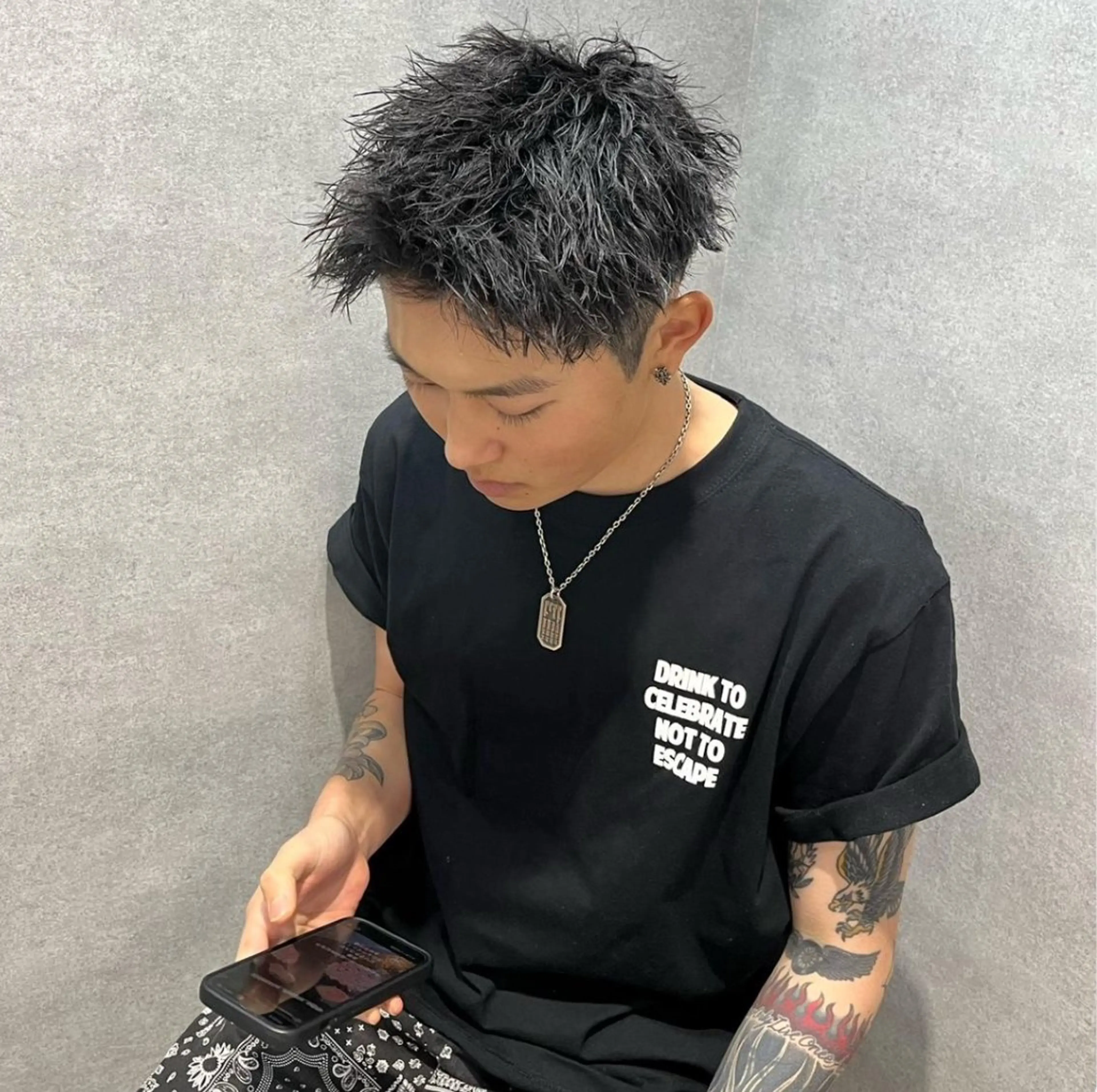 ショート カラー パーマ メンズ アップバング メンズパーマ スパイキーショート ショートヘア カット パーマ 🔥メンズ 特化🔥菊水皐暉🔥のヘアスタイル