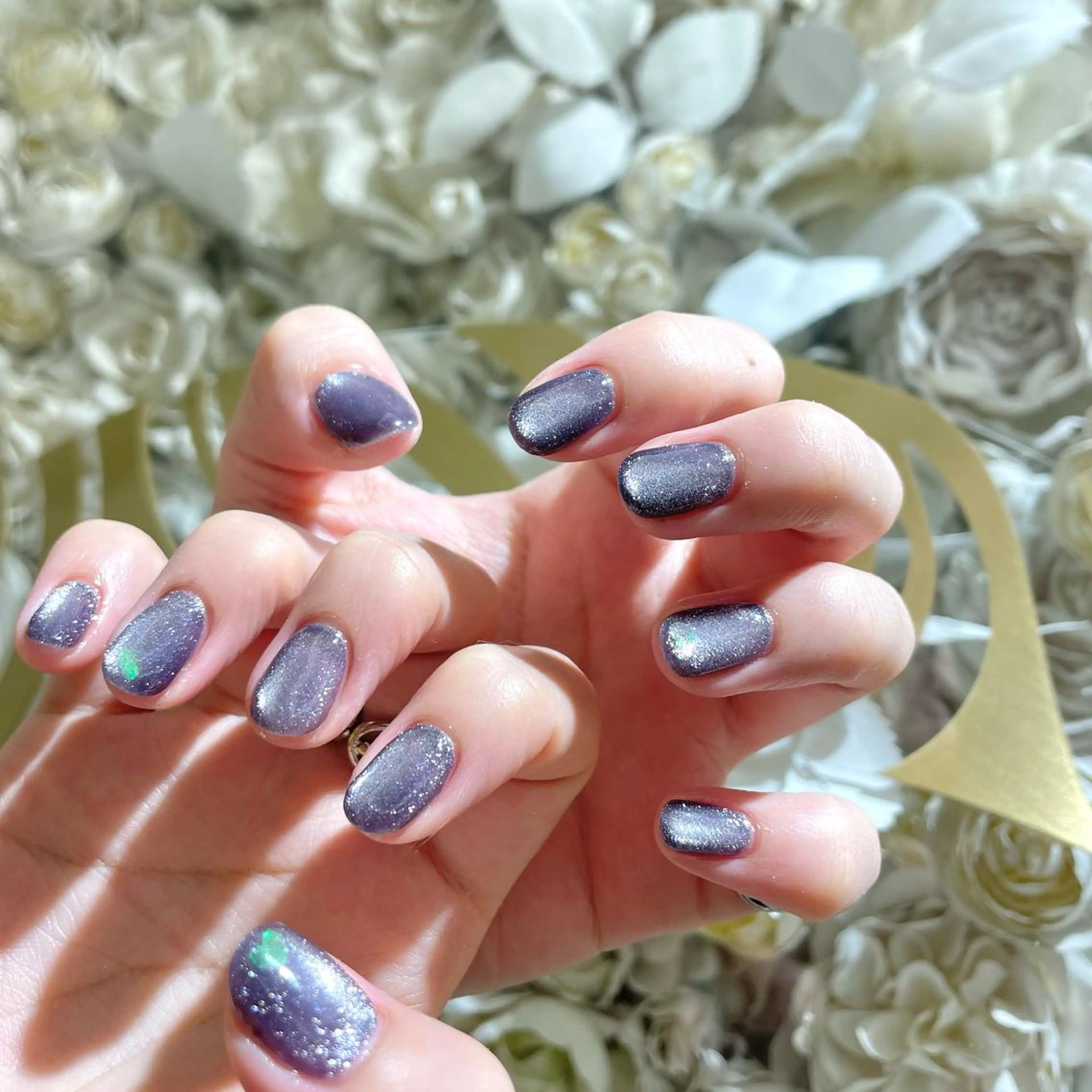 ネイル ハート ビー玉ネイル PuaMo. JUNA🐇ྀིのネイルデザイン