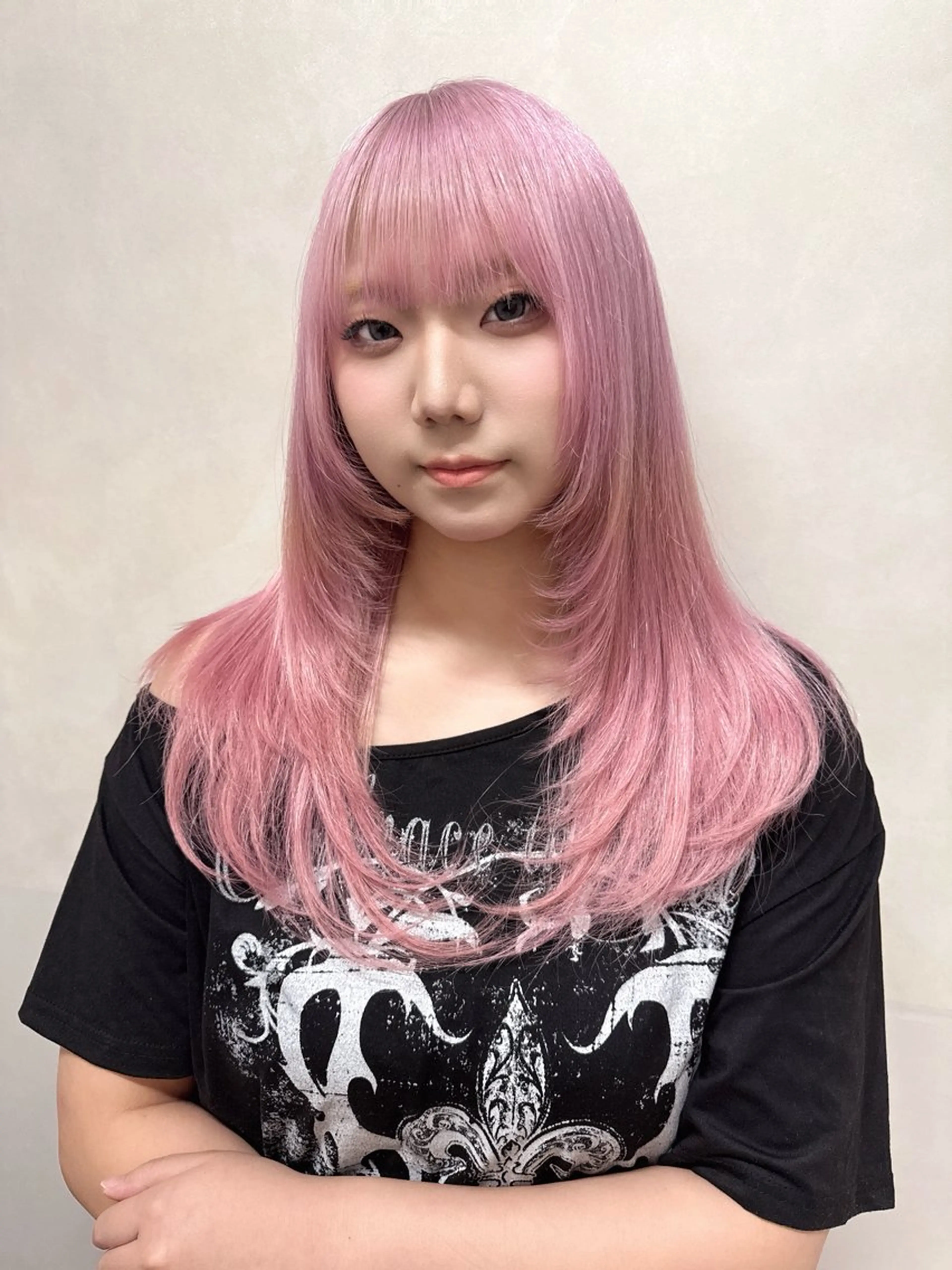 セミロング カラー ハイトーン/ 縮毛矯正のヘアスタイル