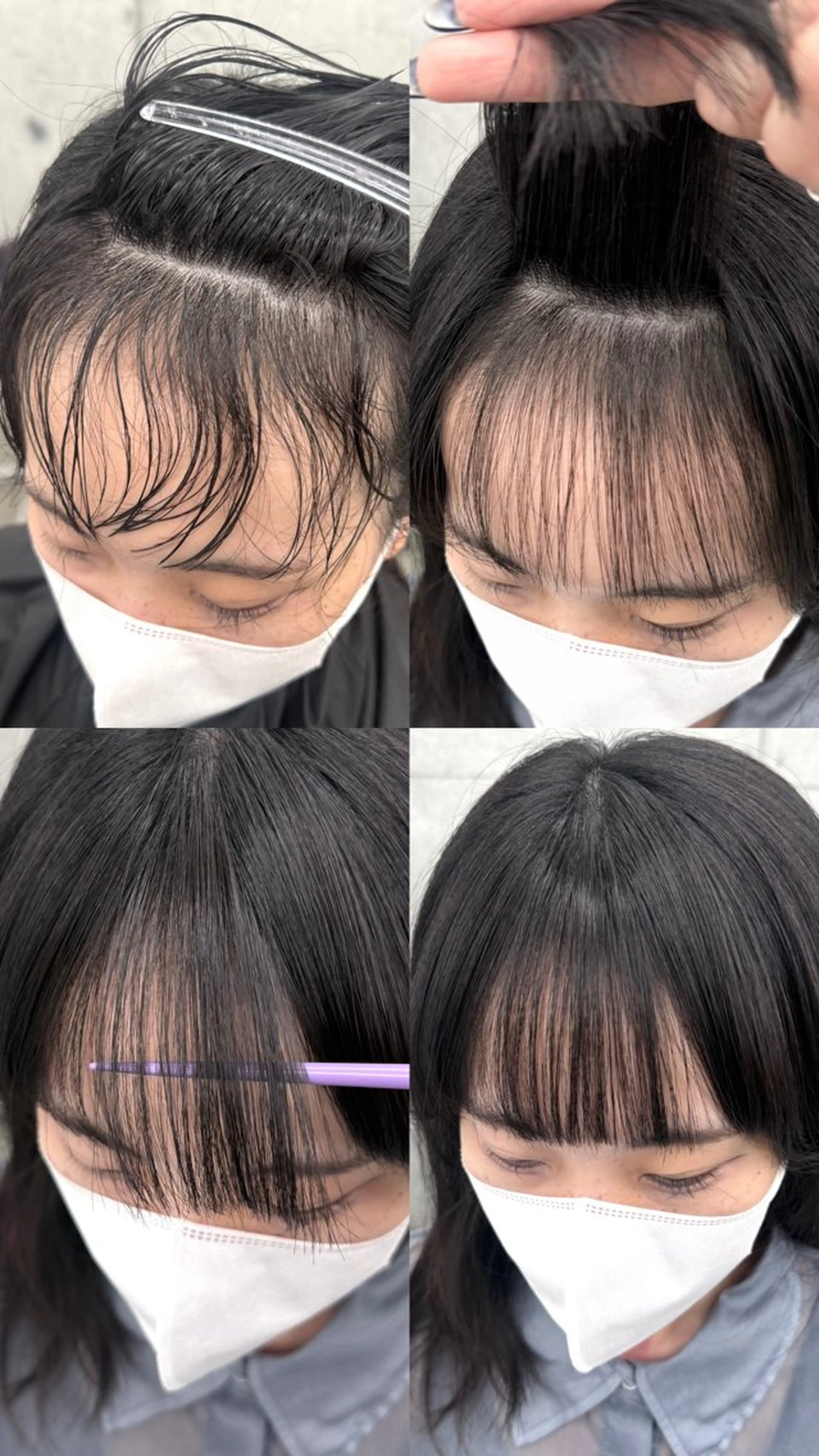 セミロング カラー パーマ ヘアアレンジ パク・ボミン小野リエ 韓国ハーフ🦊のヘアスタイル