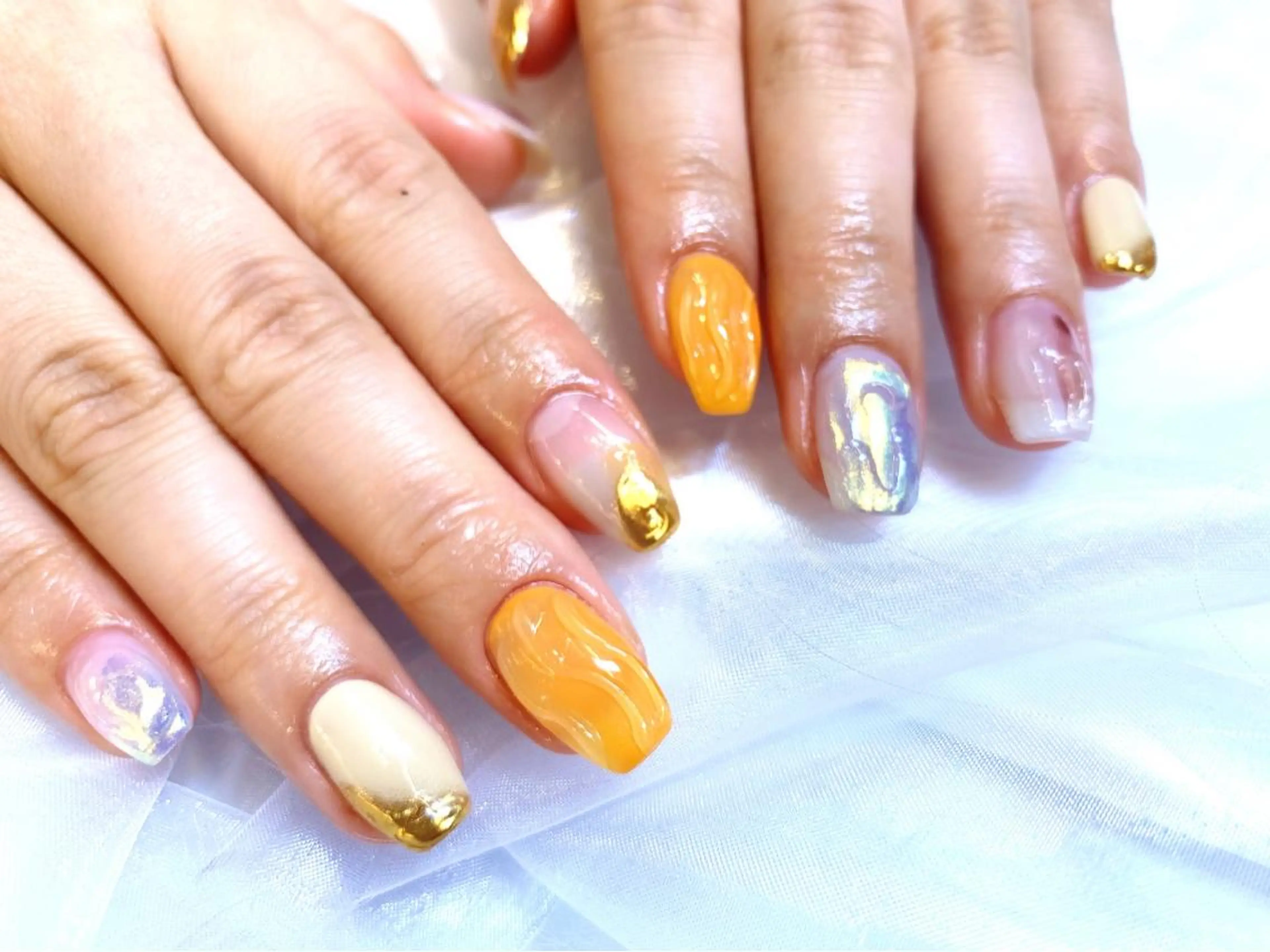 ネイル ジェルネイル ミラーネイル ニュアンスネイル パラジェル スカルプネイル ハンドネイル clover nailのネイルデザイン