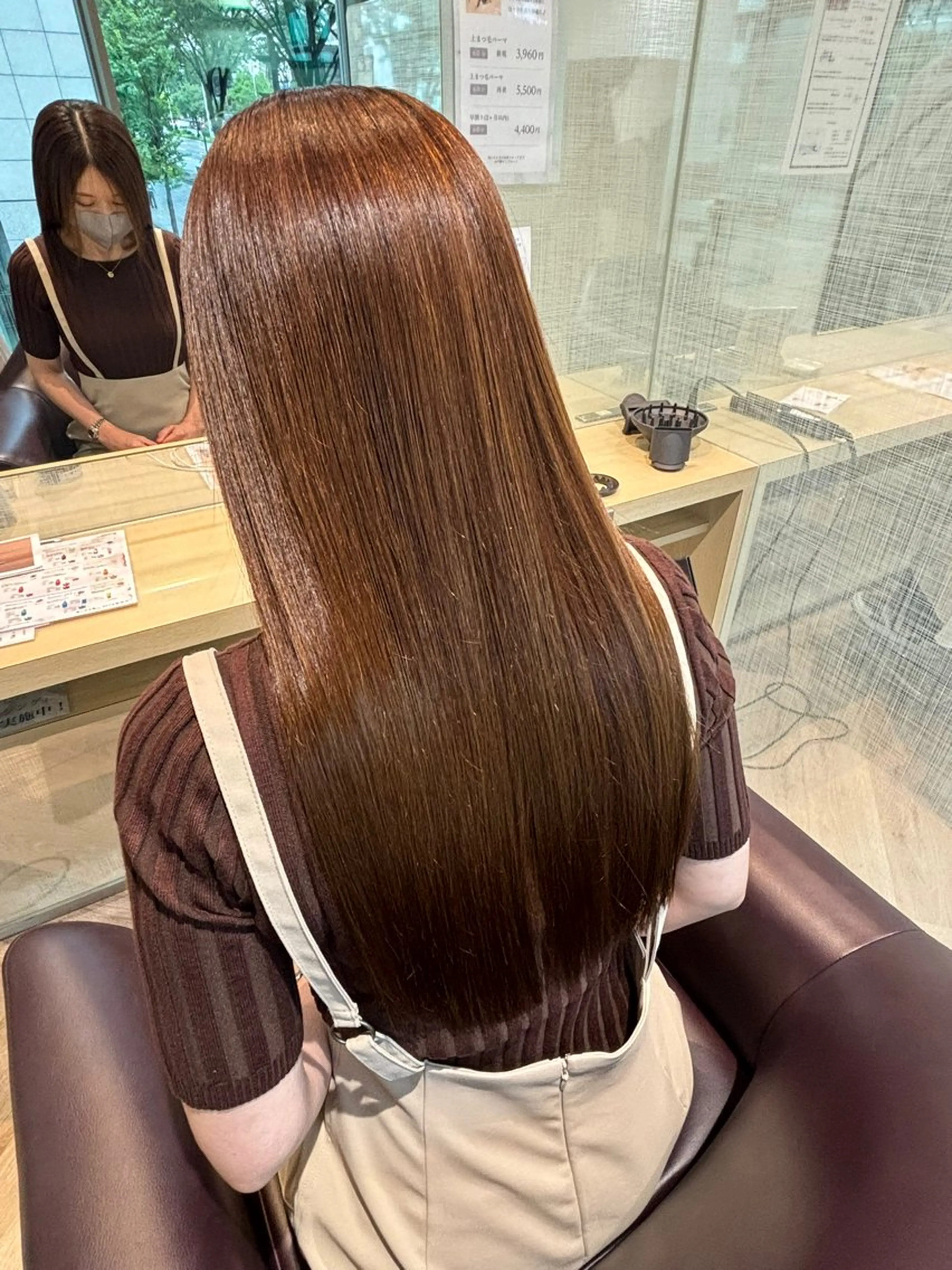 ロング カット 縮毛矯正 久光天海/艶カラー /髪質改善ストレートのヘアスタイル