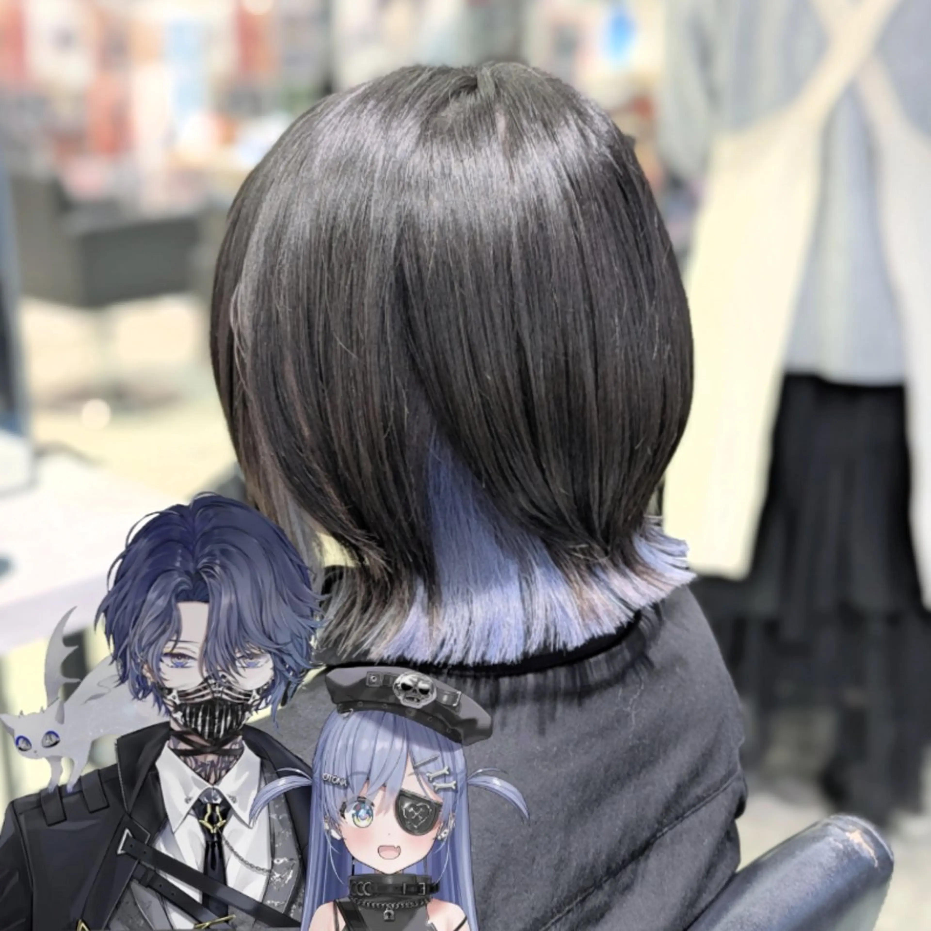 セミロング カラー ブリーチ ブルーカラー インナーカラー ボブ くびれヘア ヘアカラー 推しカラー🦉にじさ んじカラー🌈🕒✨のヘアスタイル