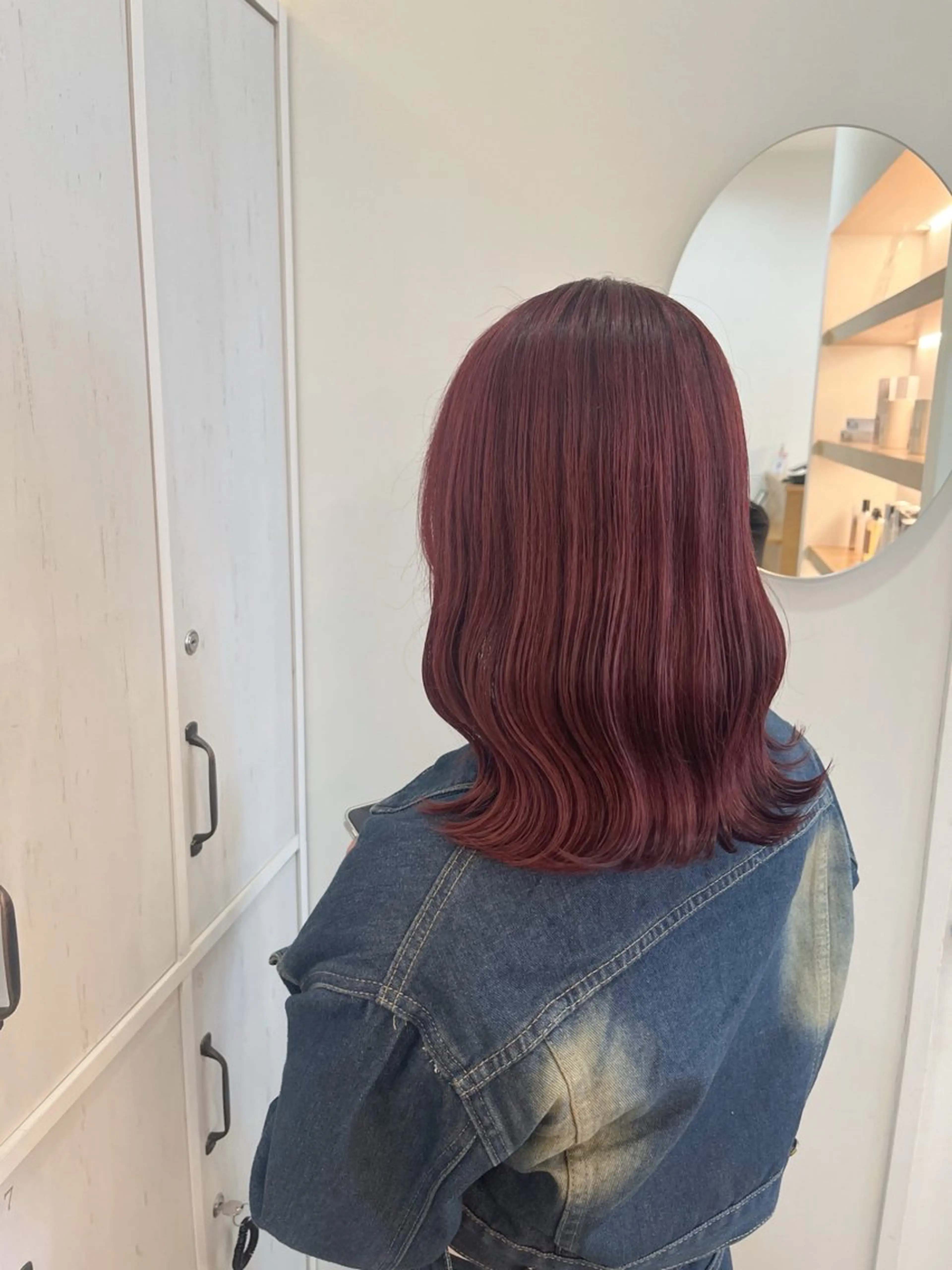 ミディアム カラー ブリーチ レッドカラー カット ヘアカラー 🫧髪質改善🫧 神田紗来のヘアスタイル