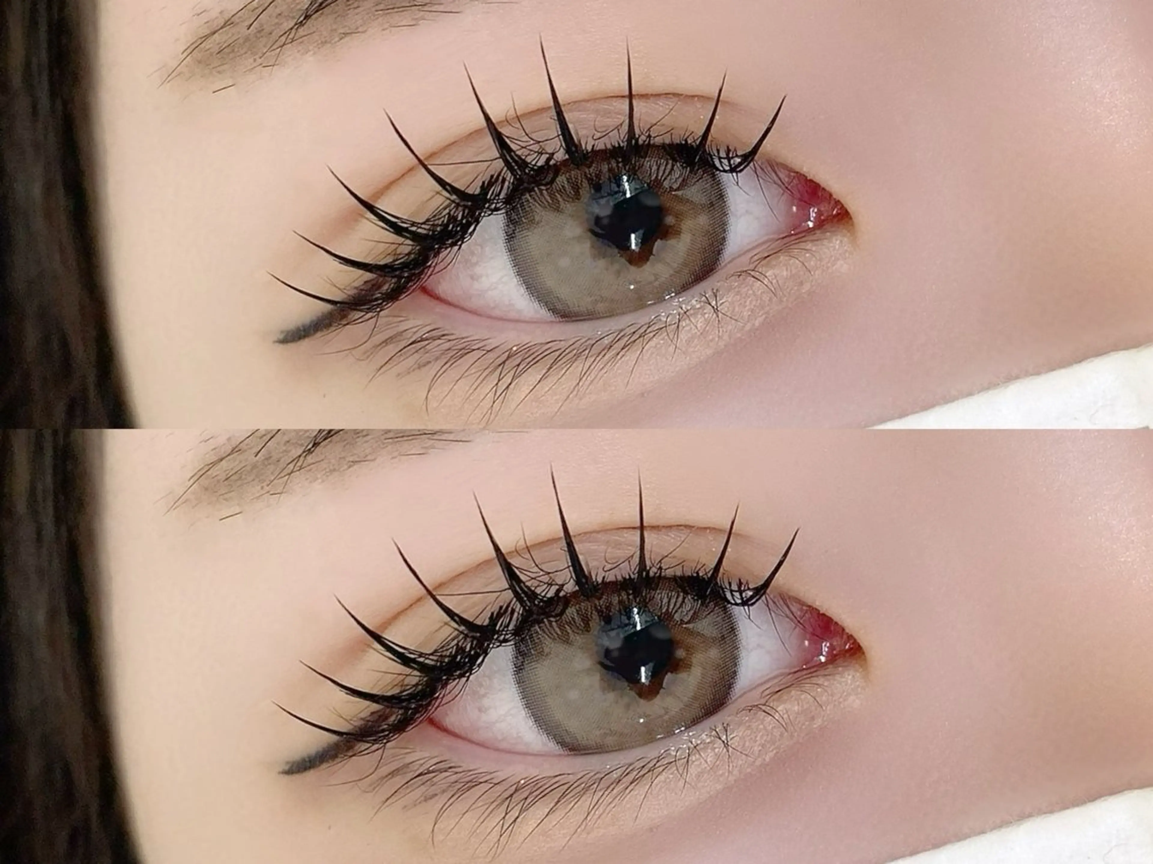 エクステだけで根本から上がる？！SNSで話題"Ｌカール"フラットラッシュ　120本の写真