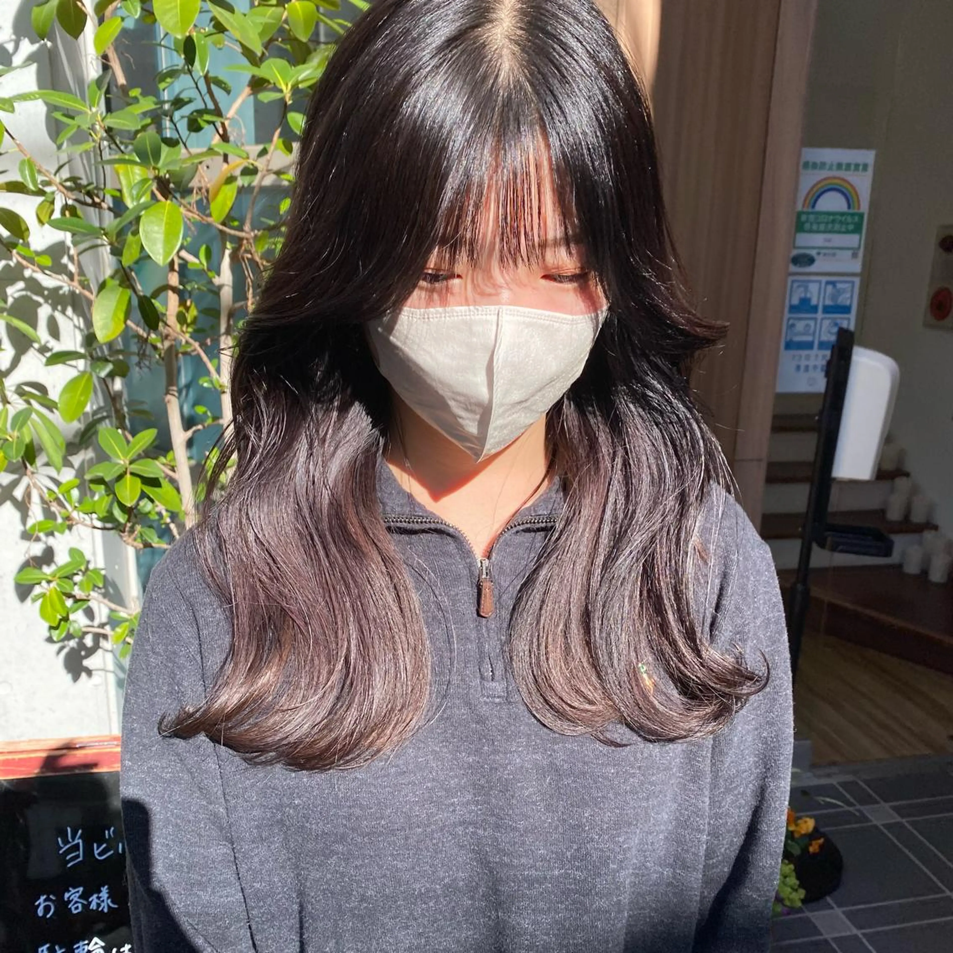 ロング 韓国風ヘア カット 縮毛矯正 レイヤーカット /透明感/千葉怜寿のヘアスタイル