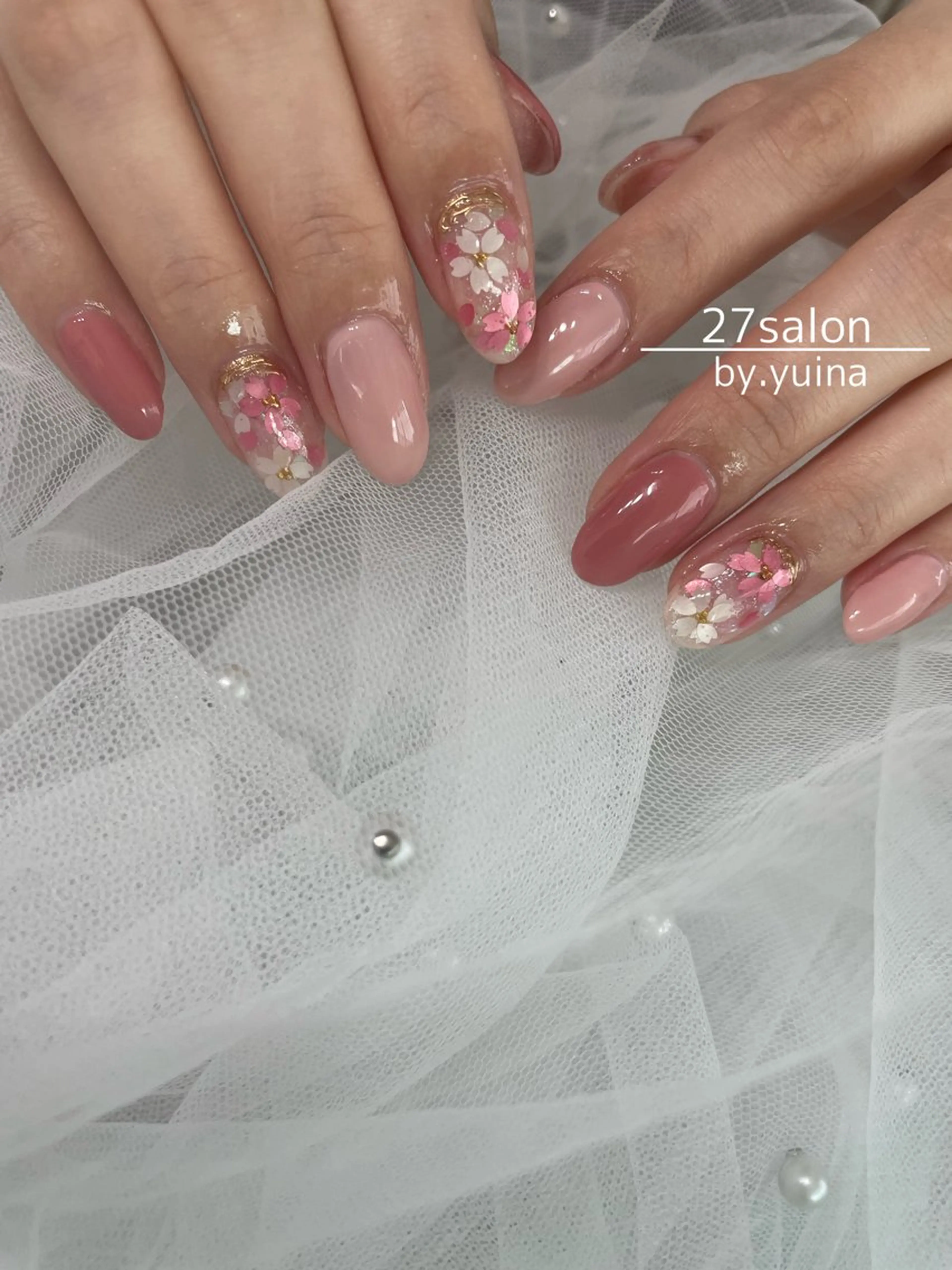 ネイル ピンク ハンドネイル 27salon yuinaのネイルデザイン