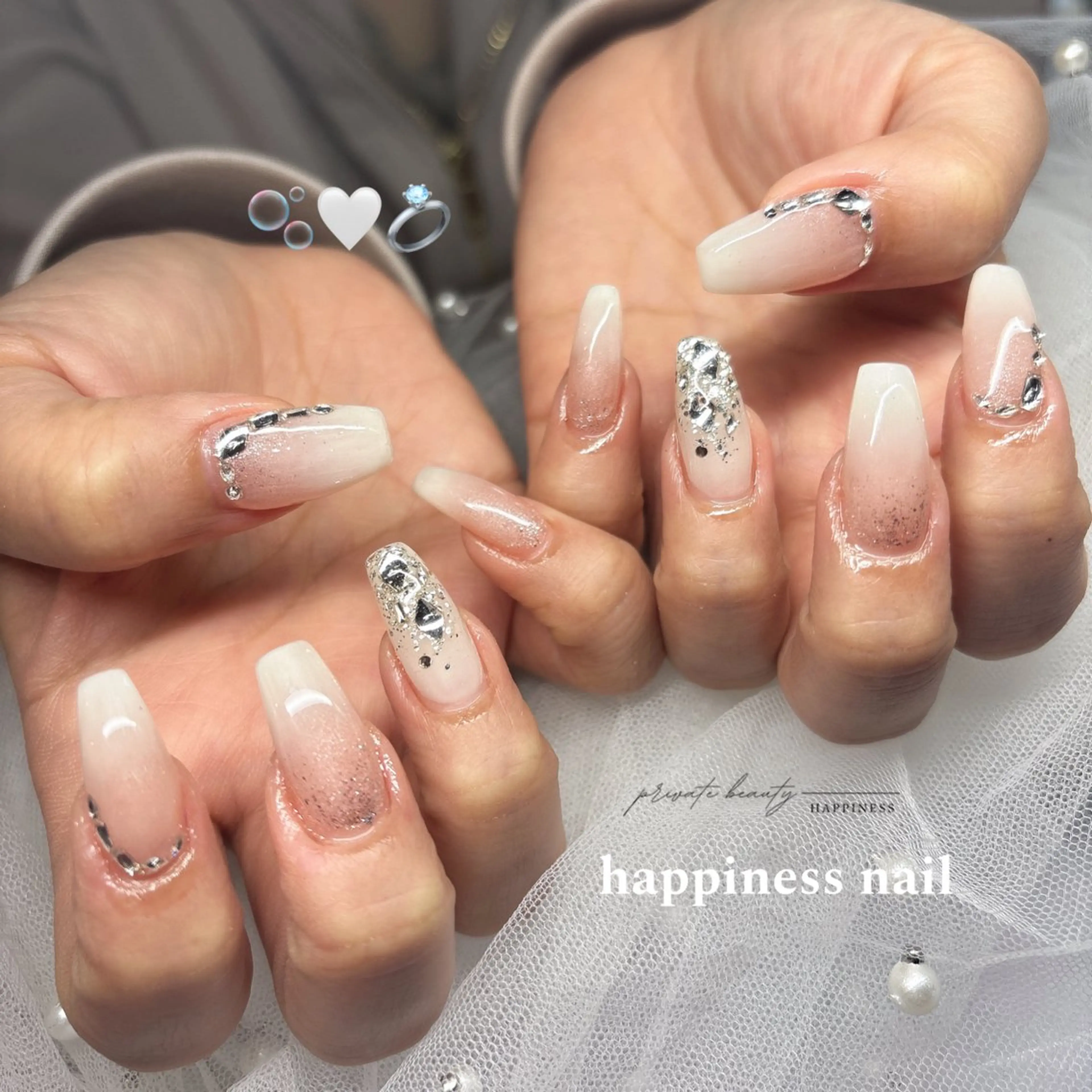ネイル グラデーション キラキラネイル ラメ(グリッター) ピンク ハンドネイル happiness nailのネイルデザイン