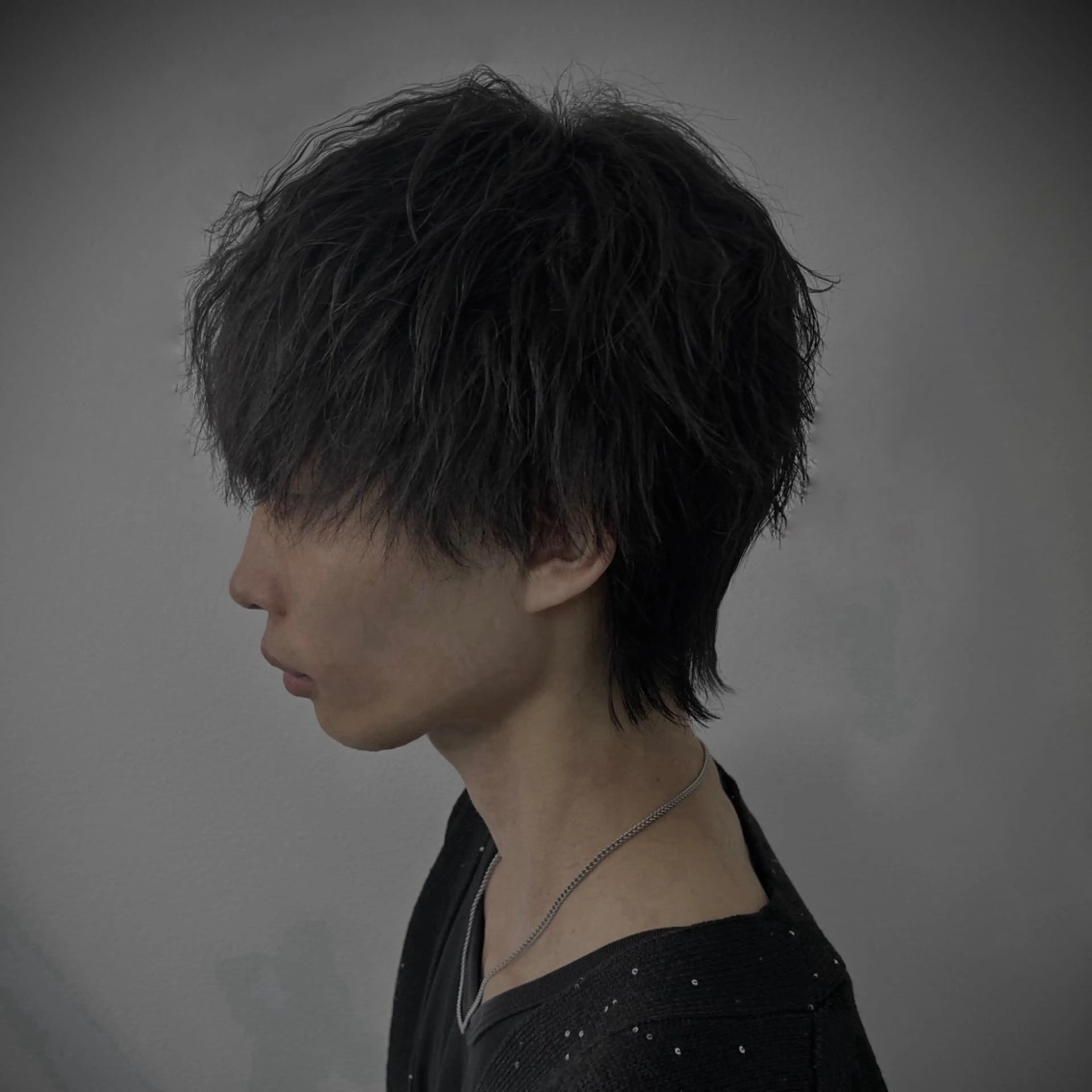 メンズ カット ラウンドマッシュ/ フェザーショート大阪のヘアスタイル