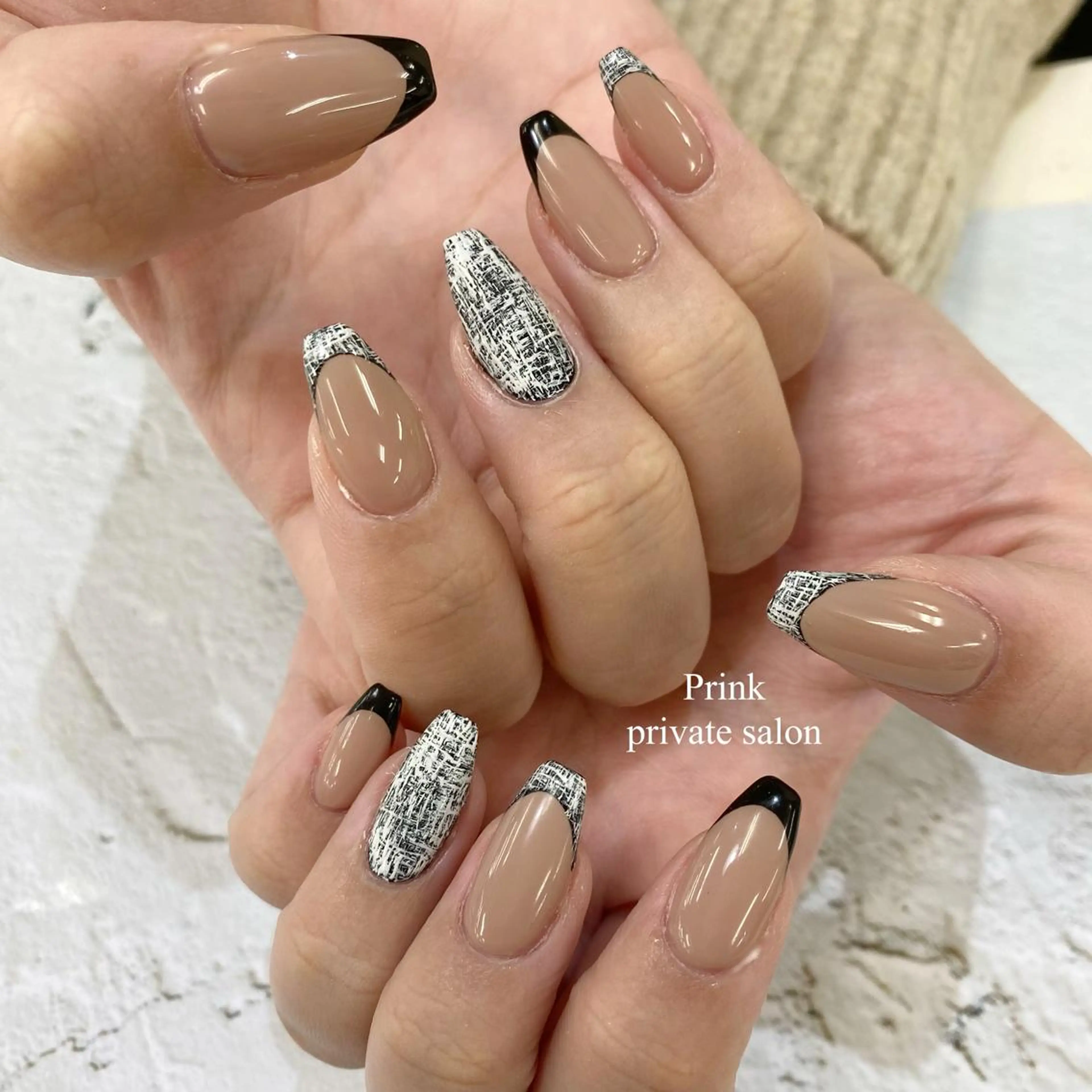 ネイル ツイードネイル 冬ネイル ハンドネイル ak oのネイルデザイン