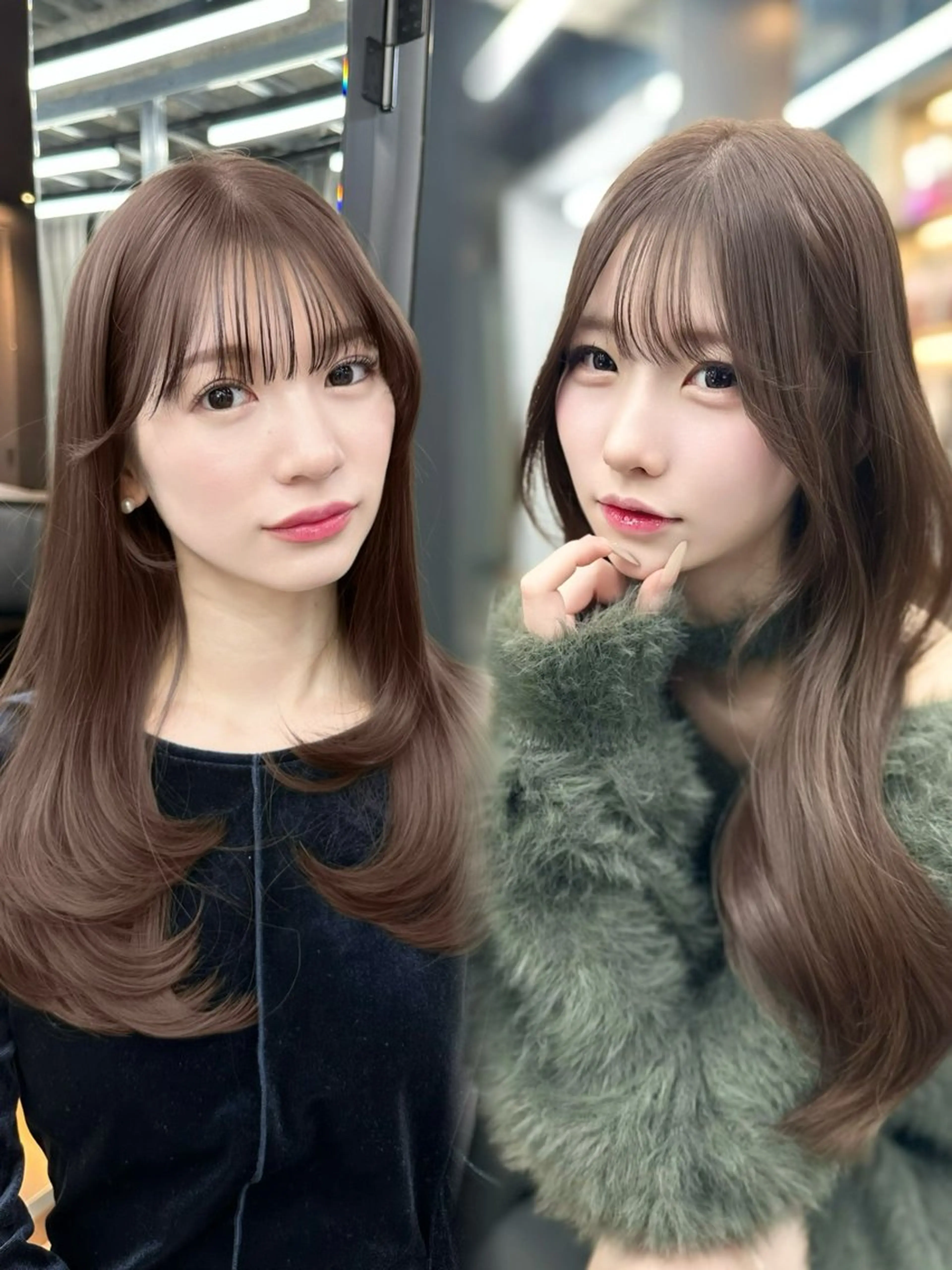 セミロング カット ヘアカラー トリートメント 韓国/ワンホンヘア 髪質改善/MaCoのヘアスタイル