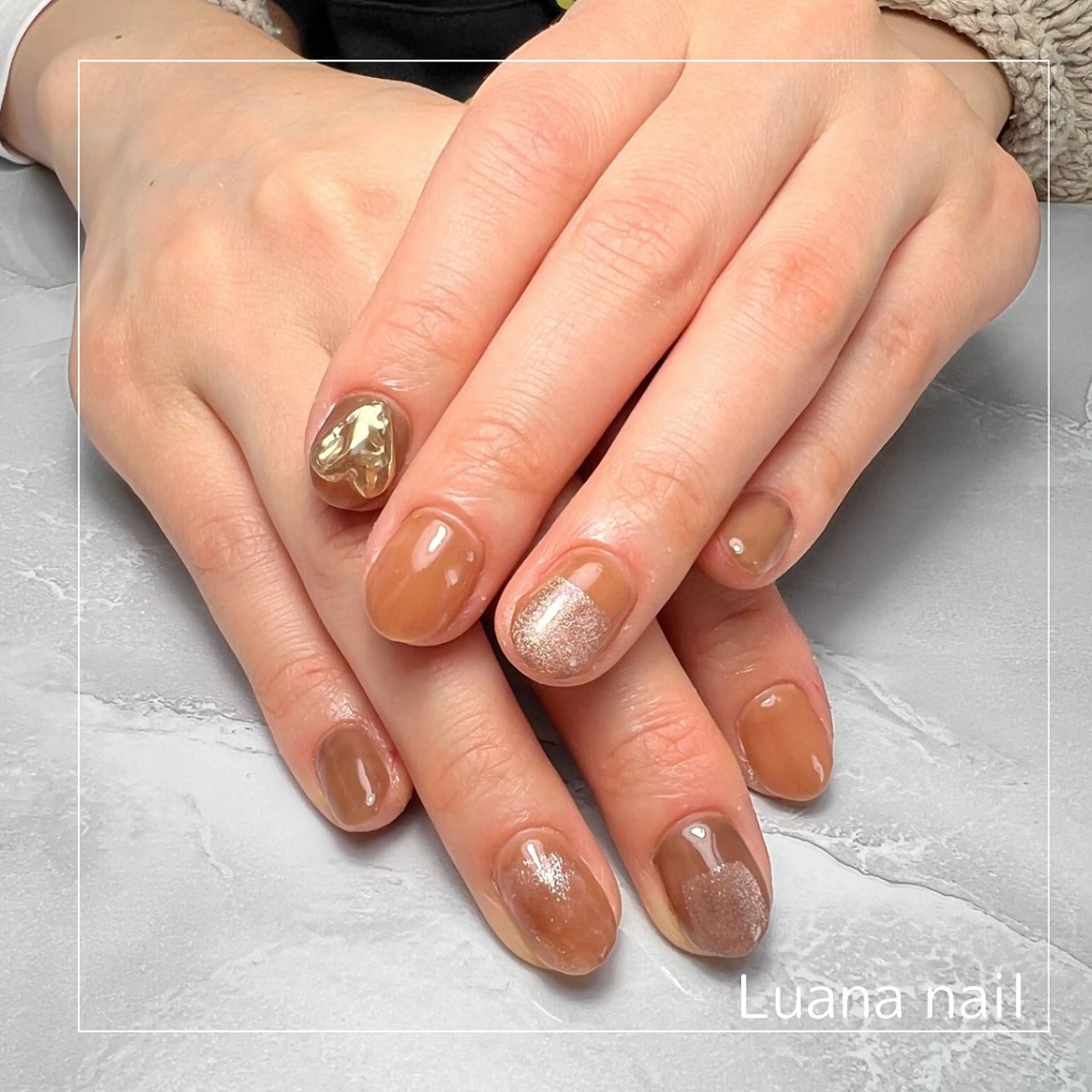 ネイル ブラウン バレンタイン Luana nailのネイルデザイン