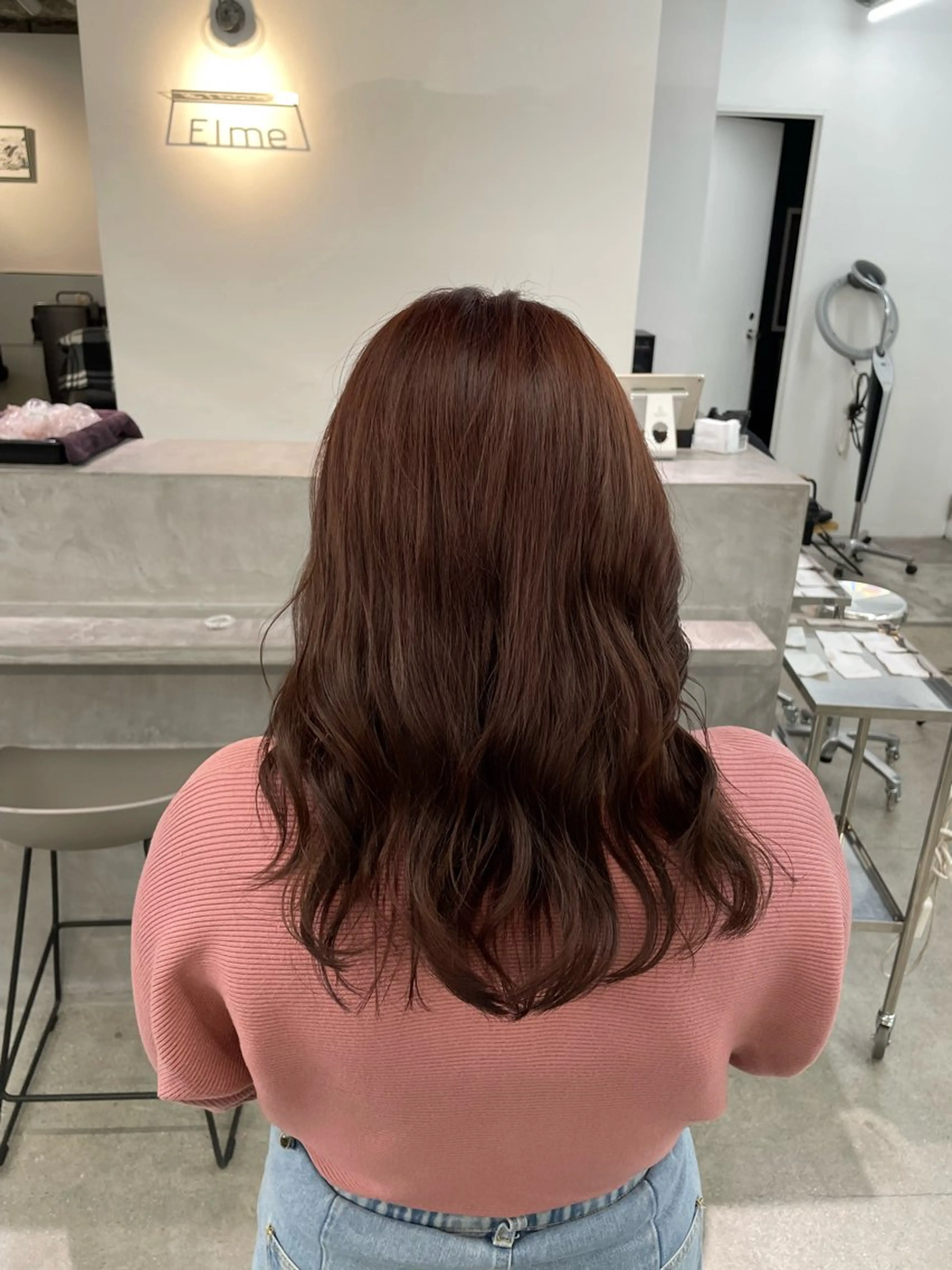 セミロング カラー ブリーチ ボルドーカラー ブラウンカラー ラベンダーカラー ラベンダーピンク 【お洒落パーマ】 Elme　肥塚康汰郎のヘアスタイル