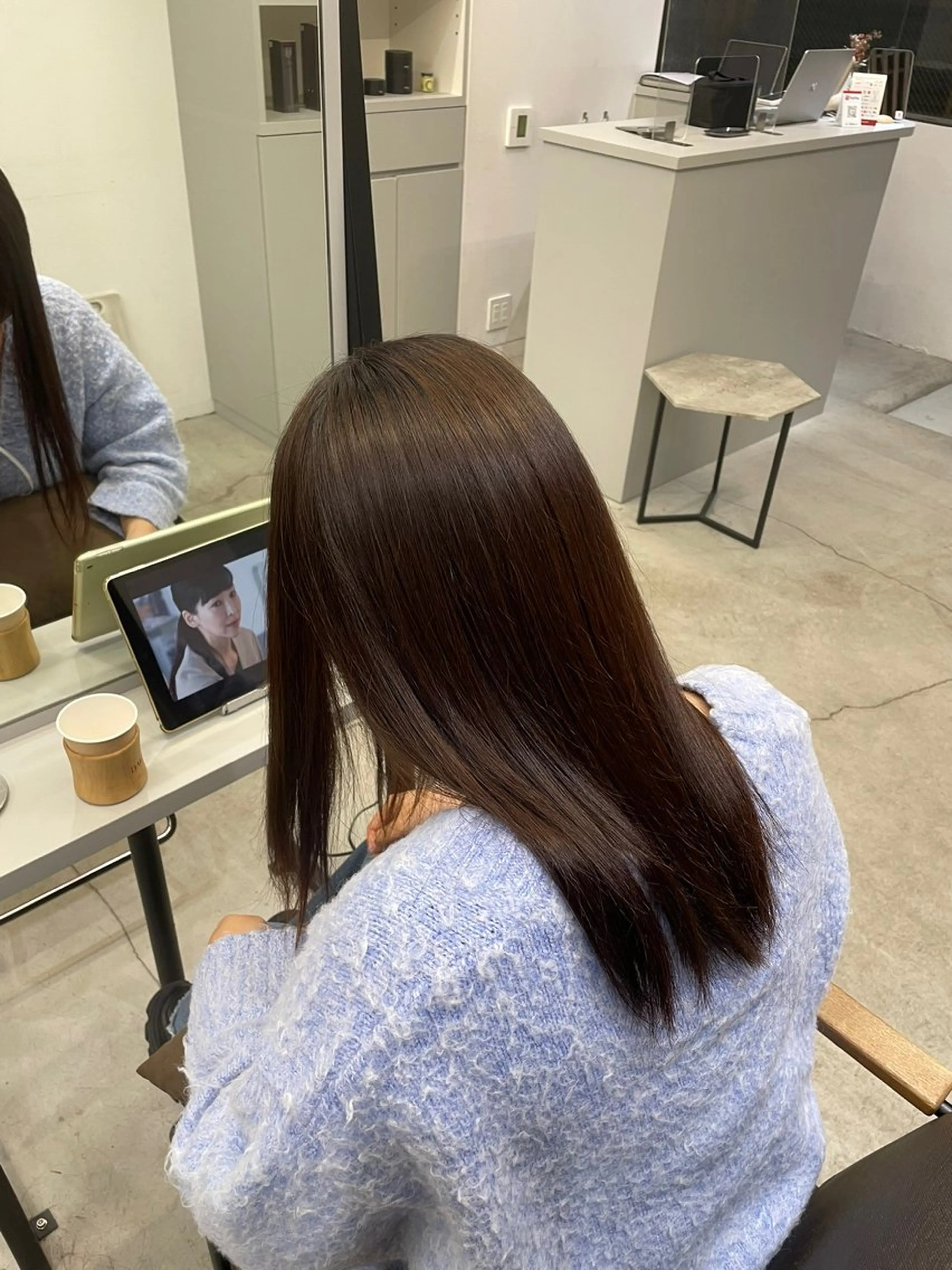 ロング 縮毛矯正 絶対綺麗な暖色カラー 🎯あります✨増渕✨のヘアスタイル