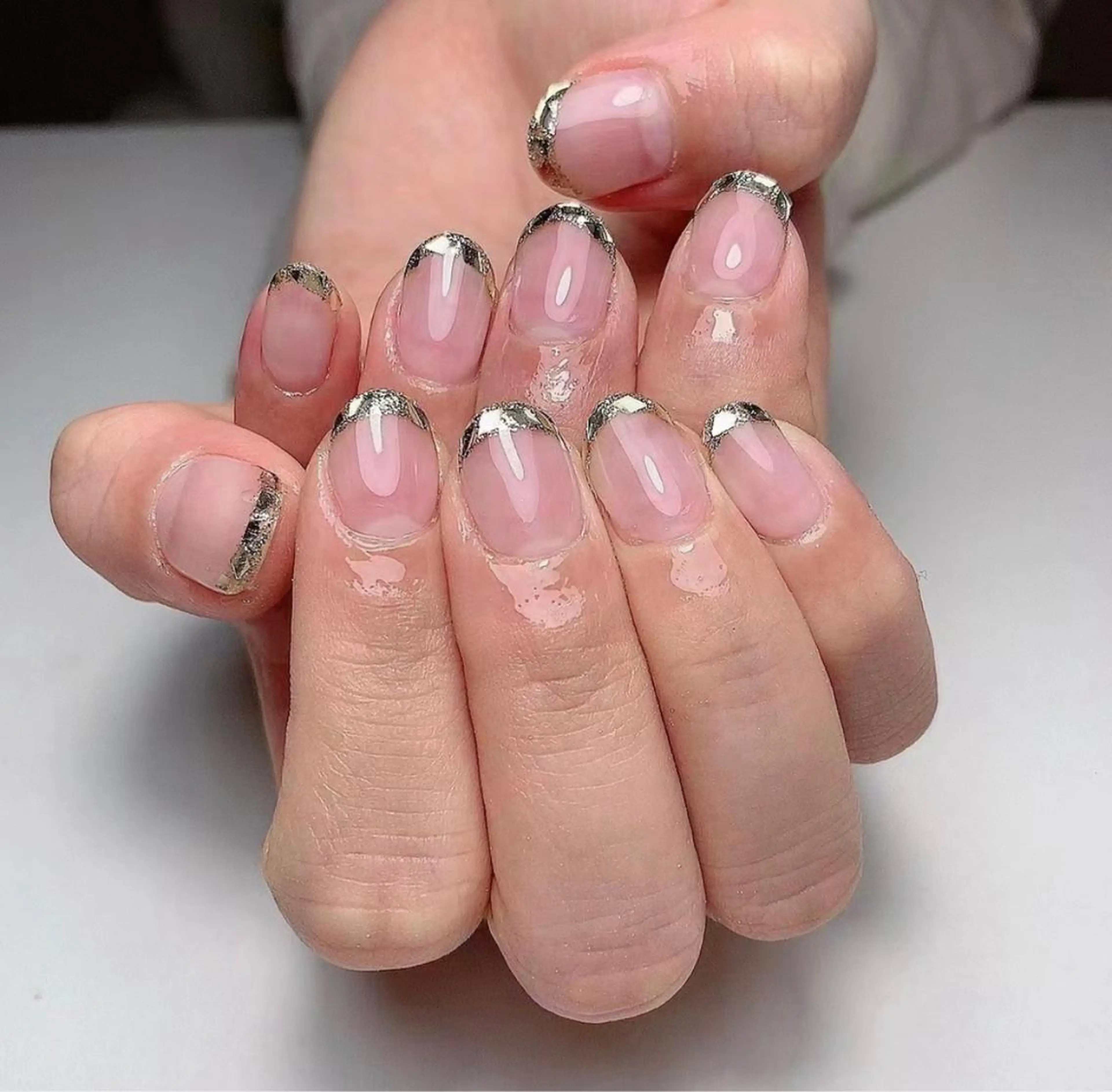 【大人気】ガラスフレンチ/ミラーグラデーション/ミラーフレンチの写真