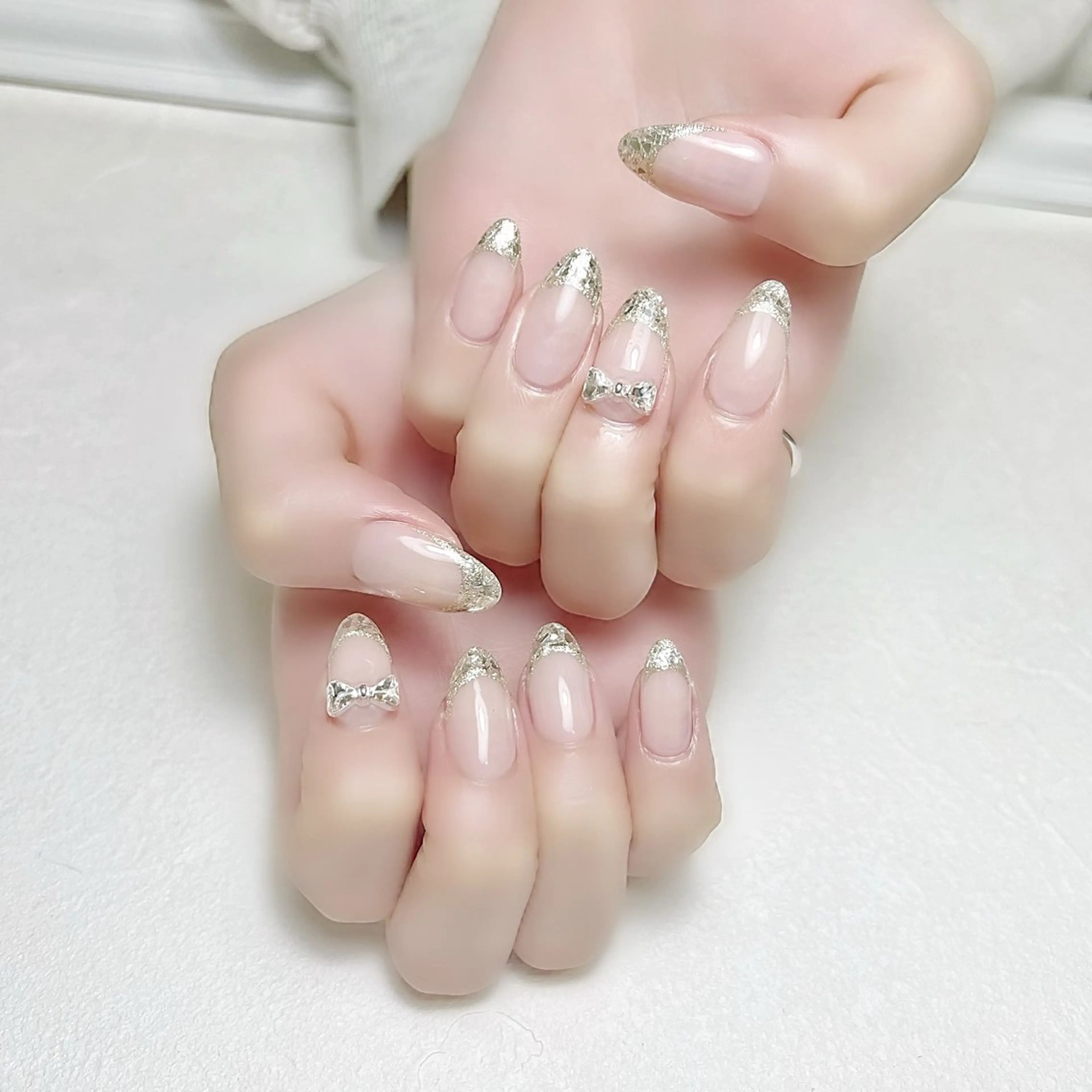 ネイル フレンチネイル ガラスフレンチ オフィスネイル 春ネイル rouse nail RISATOのネイルデザイン